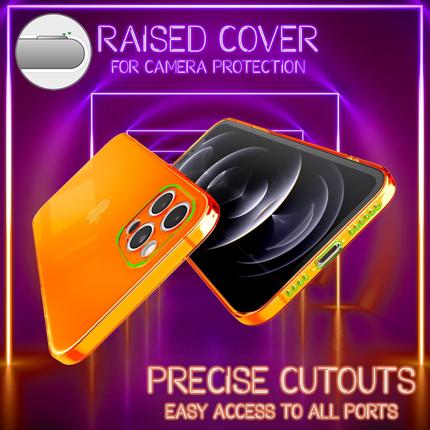 NALIA Neon Klarhülle iPhone 12 Pro Max - Transparent Neon Silikon, Passgenau, Leuchtende Farben