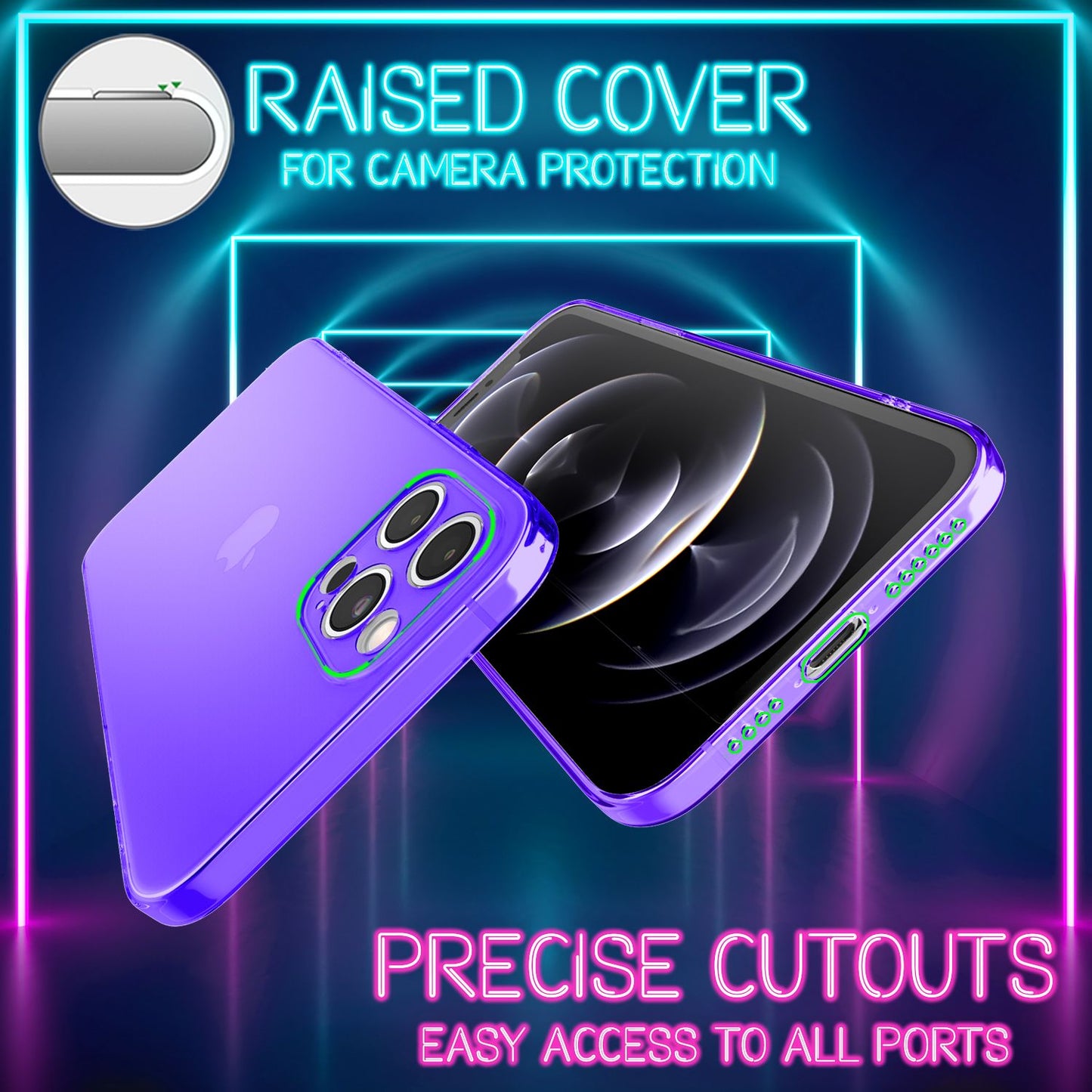 NALIA Neon Klarhülle iPhone 12 Pro Max - Transparent Neon Silikon, Passgenau, Leuchtende Farben