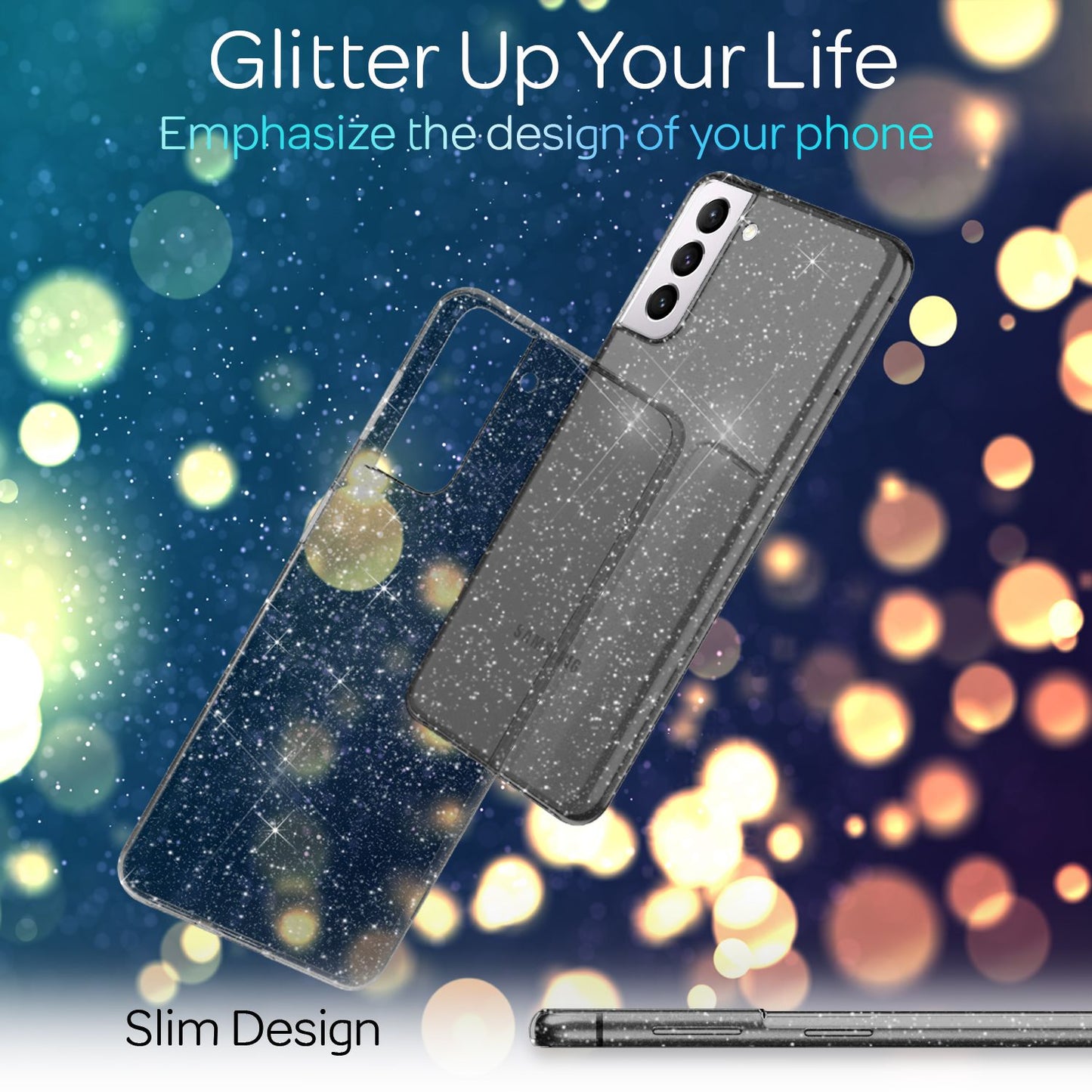 NALIA Glitzer Handy Hülle für Samsung Galaxy S21 Plus, Glitzer Handyhülle Cover Schutz