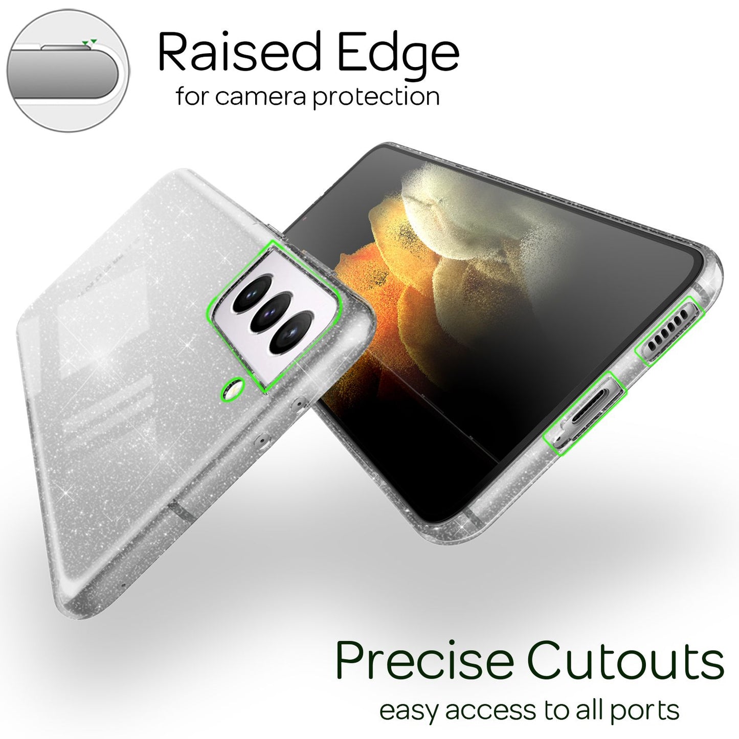 NALIA Glitzer Handy Hülle für Samsung Galaxy S21 Plus, Glitzer Handyhülle Cover Schutz