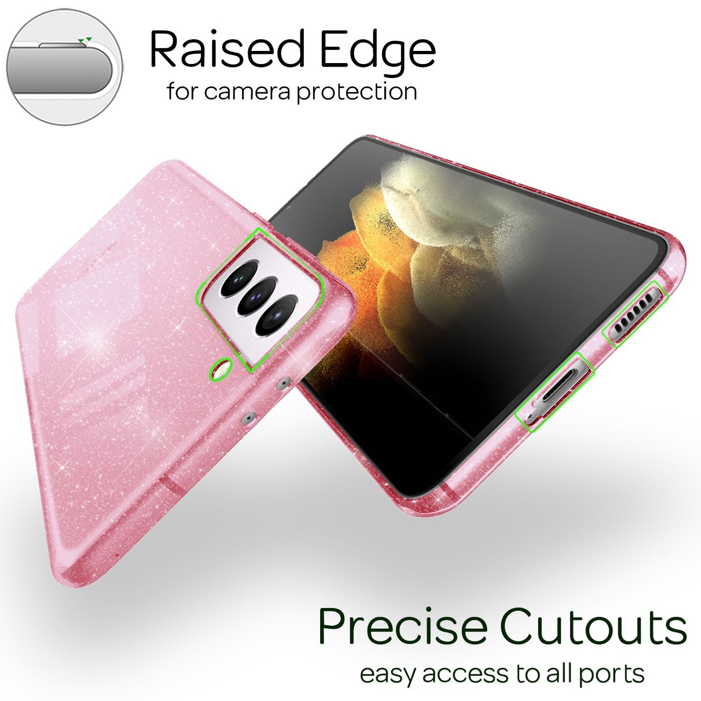 NALIA Glitzer Handy Hülle für Samsung Galaxy S21 Plus, Glitzer Handyhülle Cover Schutz