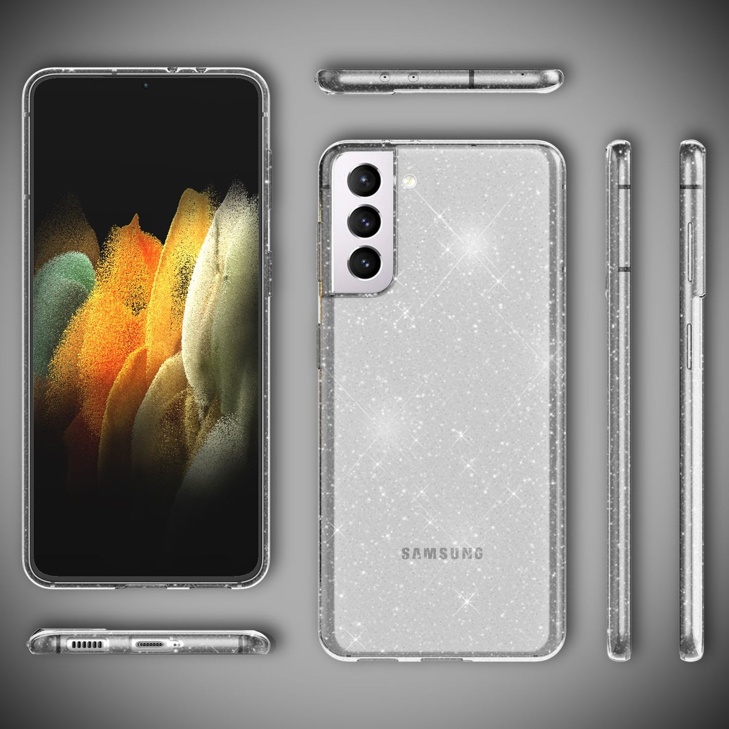 NALIA Glitzer Handy Hülle für Samsung Galaxy S21 Plus, Glitzer Handyhülle Cover Schutz