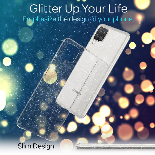 NALIA Glitzer Handy Hülle für Samsung Galaxy A12, Glitzer Handyhülle Cover Schutz Etui