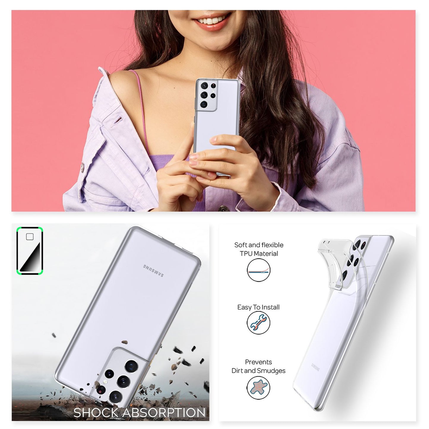 Husă NALIA AirFlex pentru Galaxy S21, ultratransparentă, din silicon - grosime 0,7 mm, greutate 9 g