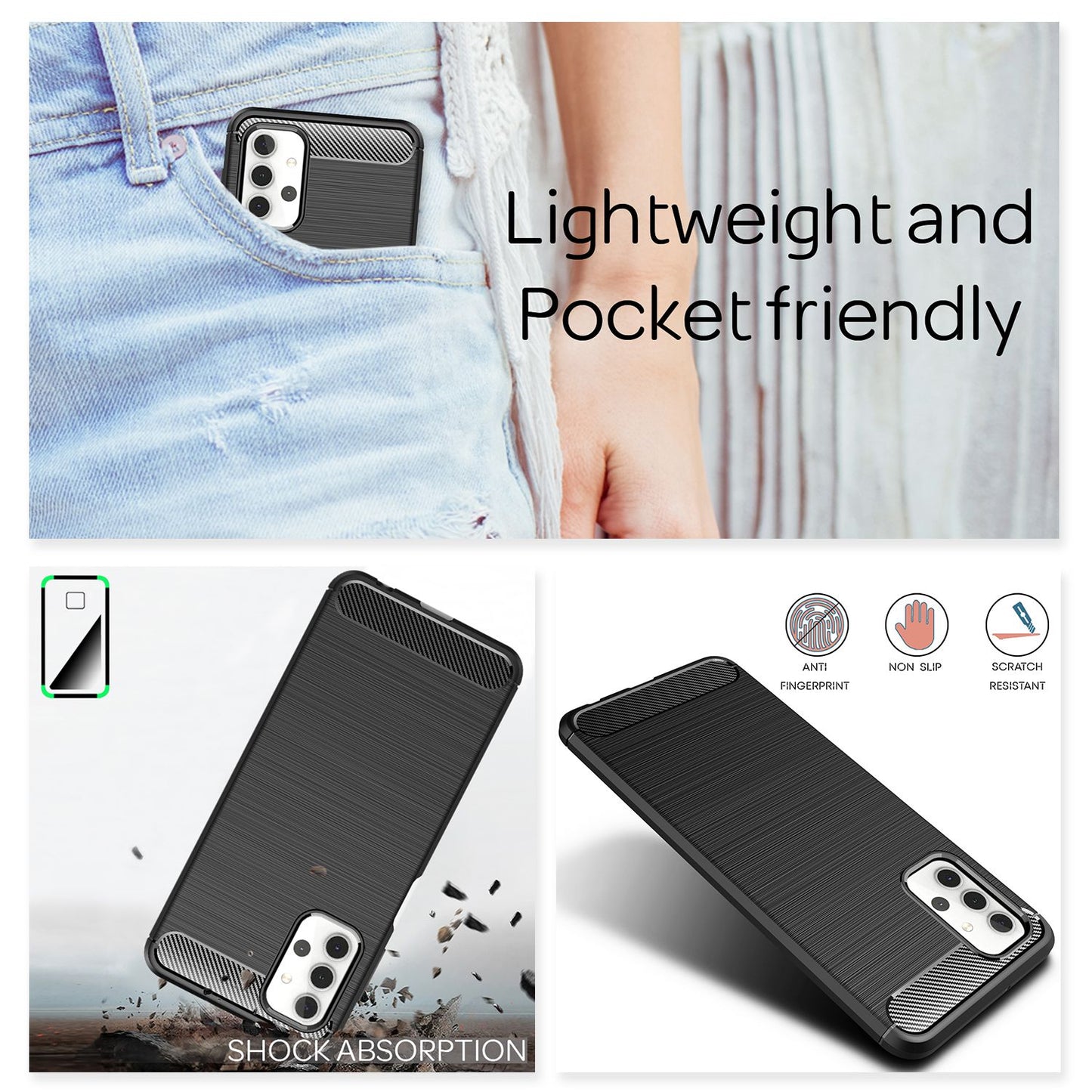 Husă de telefon NALIA Design pentru Samsung Galaxy A32 5G, aspect carbon, bumper