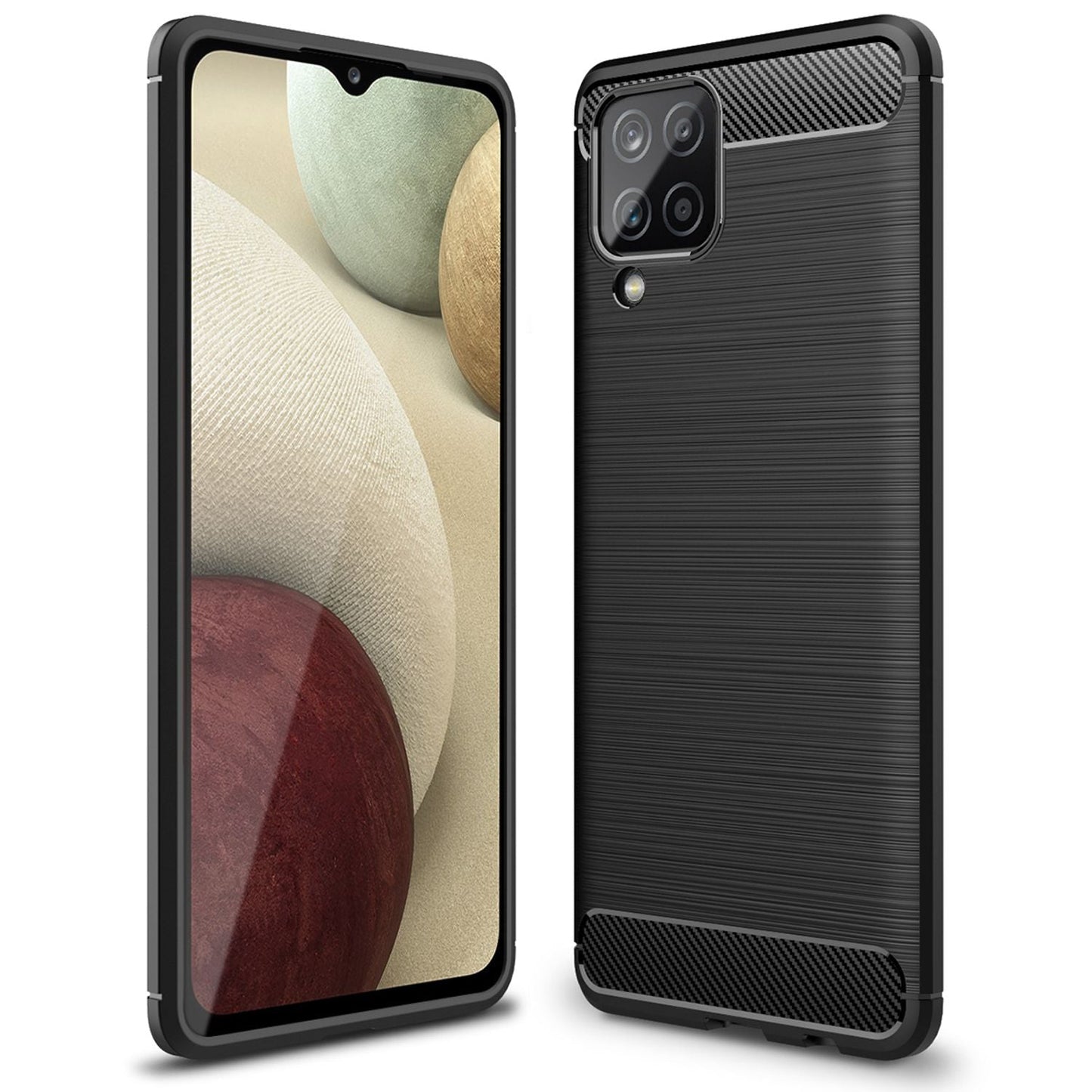 Husă de telefon NALIA Design pentru Samsung Galaxy A12, aspect carbon, bumper