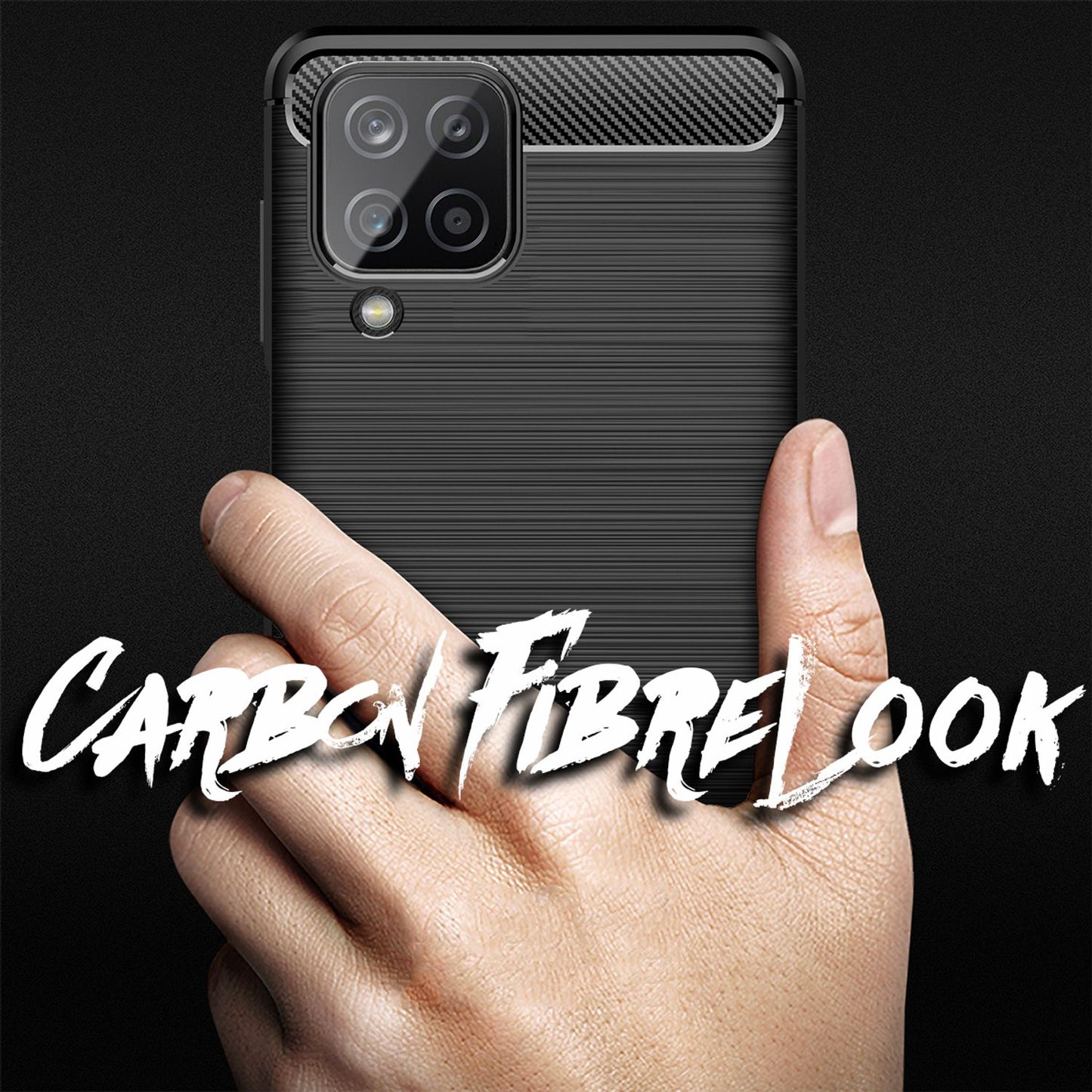 Husă de telefon NALIA Design pentru Samsung Galaxy A12, aspect carbon, bumper