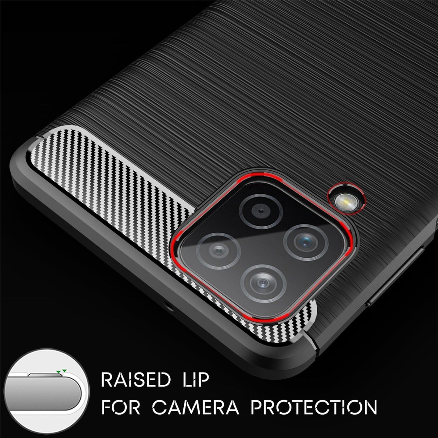 Husă de telefon NALIA Design pentru Samsung Galaxy A12, aspect carbon, bumper