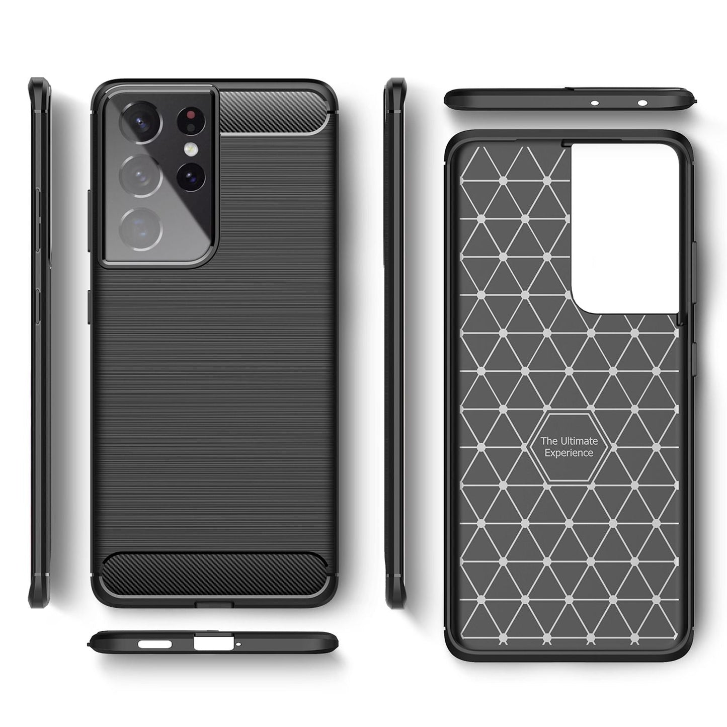 Husă de telefon NALIA Design pentru Samsung Galaxy S21 Ultra, aspect carbon