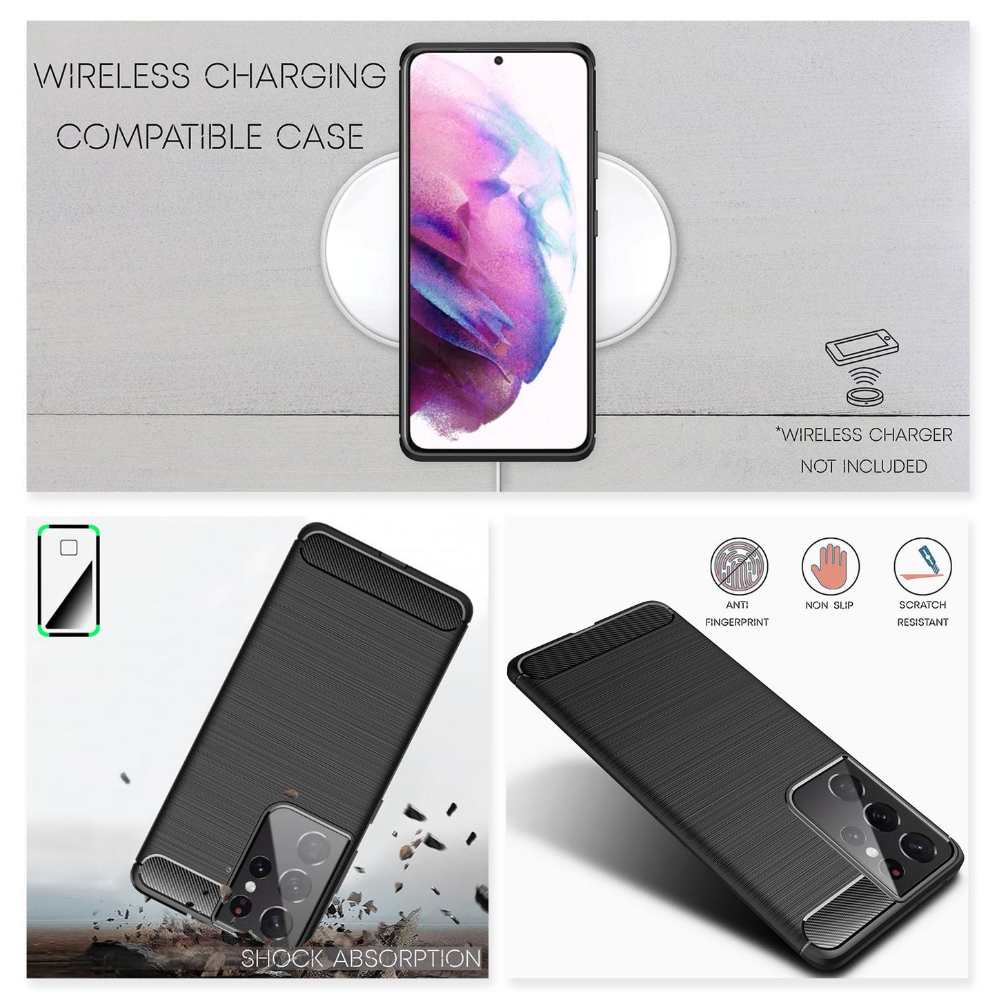 Husă de telefon NALIA Design pentru Samsung Galaxy S21 Ultra, aspect carbon