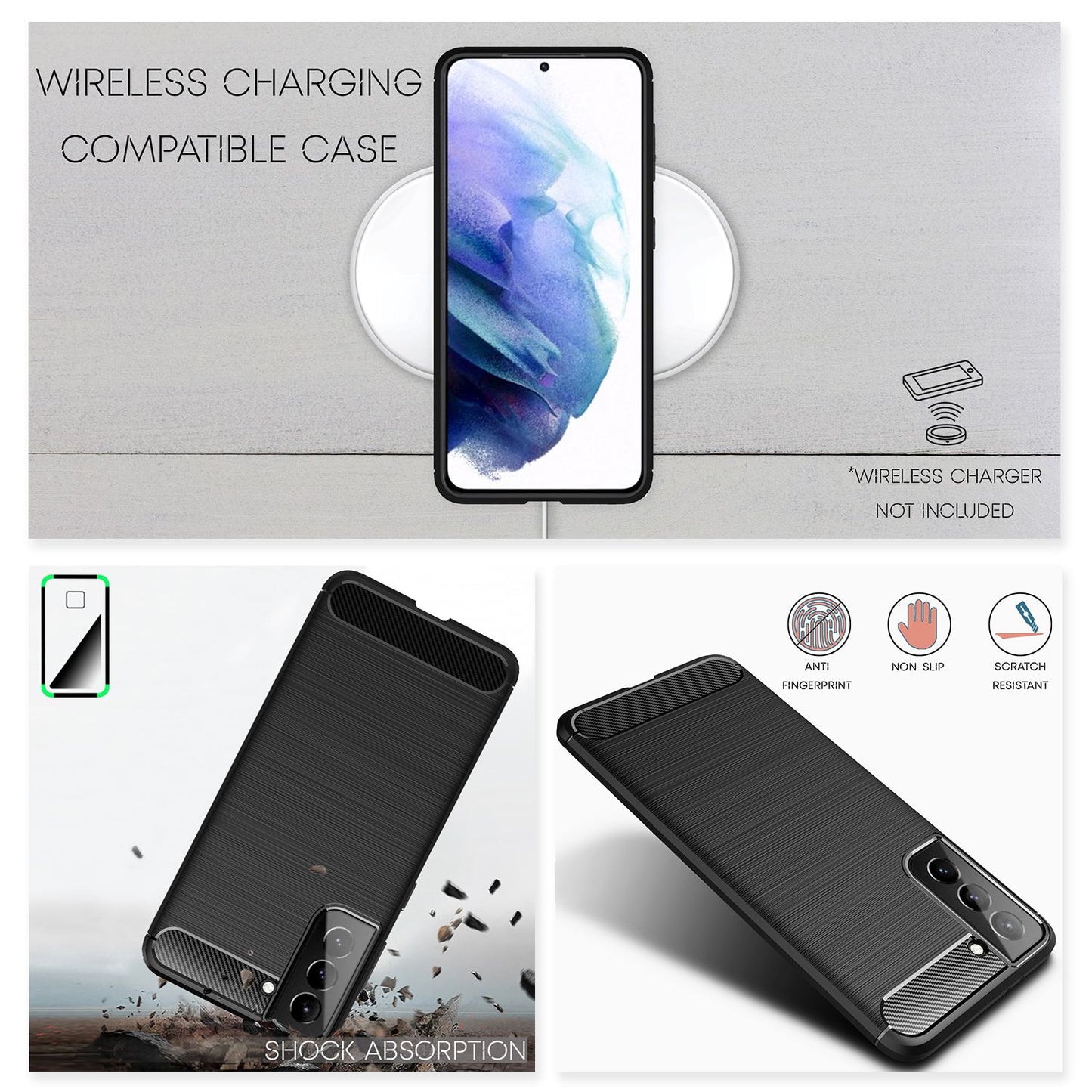 Husă de telefon NALIA Design pentru Samsung Galaxy S21, aspect carbon, bumper