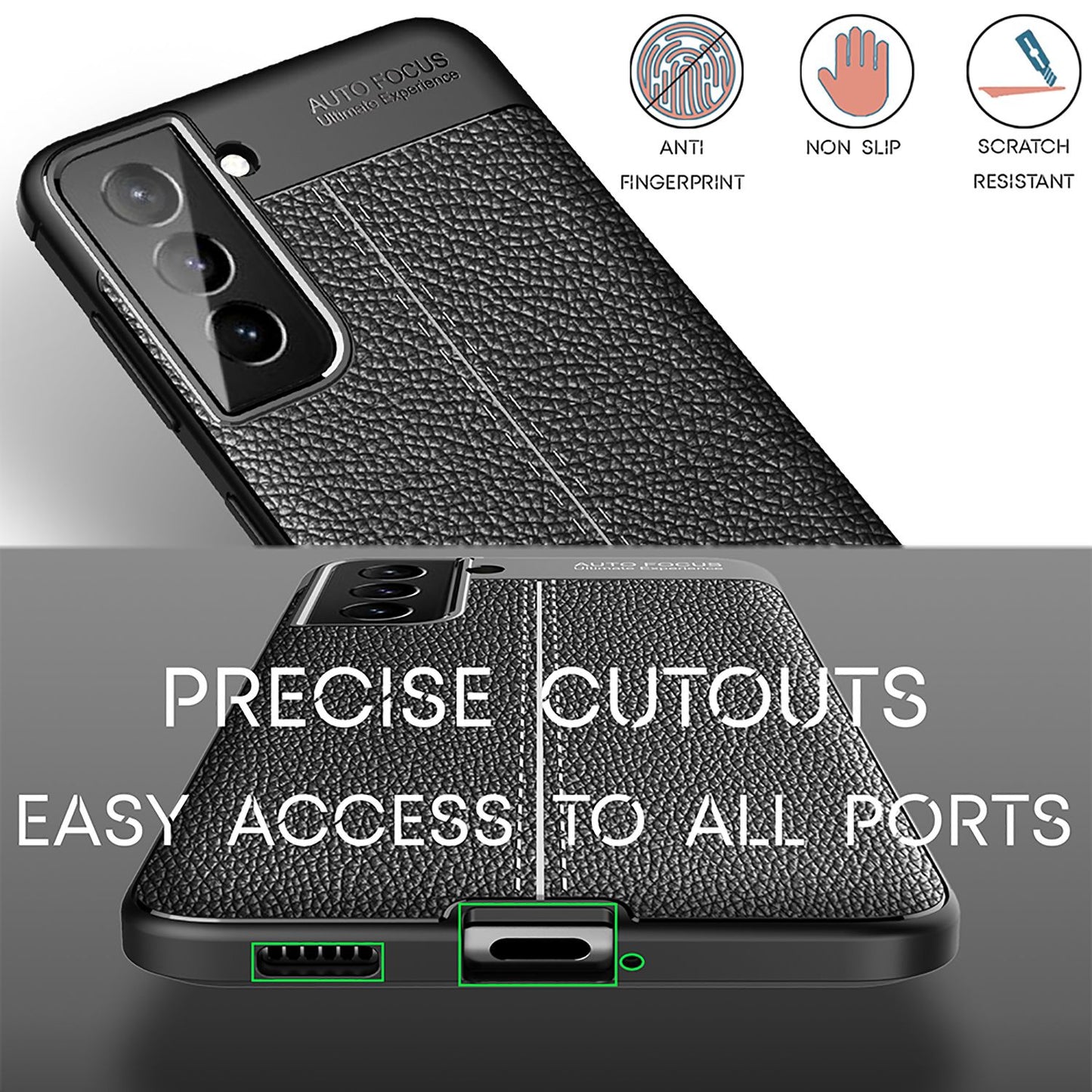 Husă NALIA Design cu aspect de piele, protecție premium pentru Galaxy S21 Plus - Compatibilă cu Galaxy S21 Plus, silicon TPU, subțire