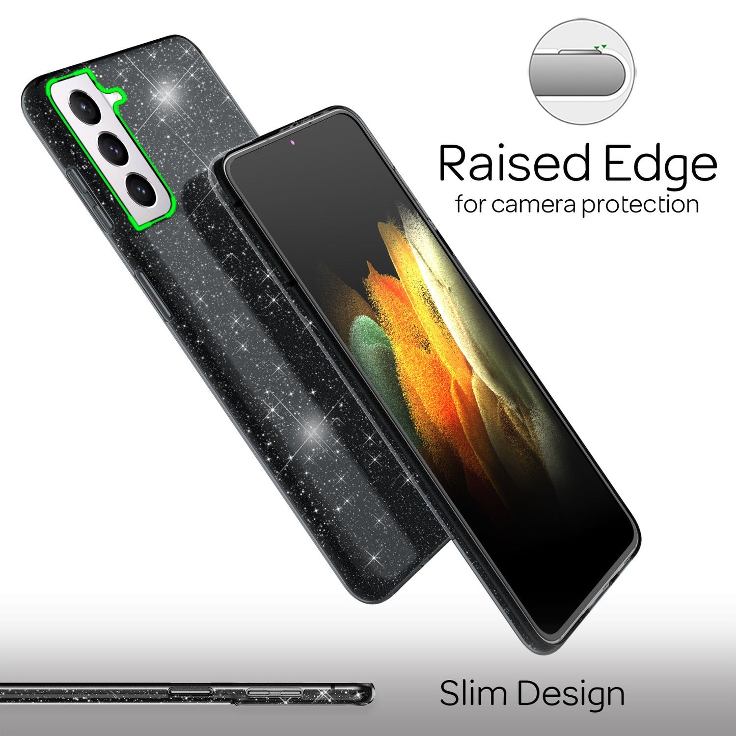 Husă NALIA cu sclipici pentru Galaxy S21 - Strălucire diamantată, compatibilă cu Galaxy S21, material: TPU, subțire