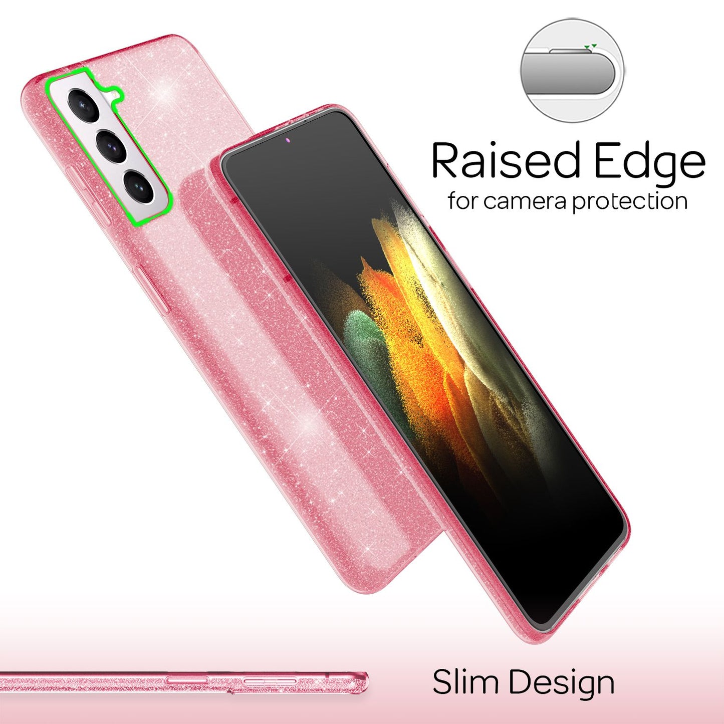 Husă NALIA cu sclipici pentru Galaxy S21 - Strălucire diamantată, compatibilă cu Galaxy S21, material: TPU, subțire