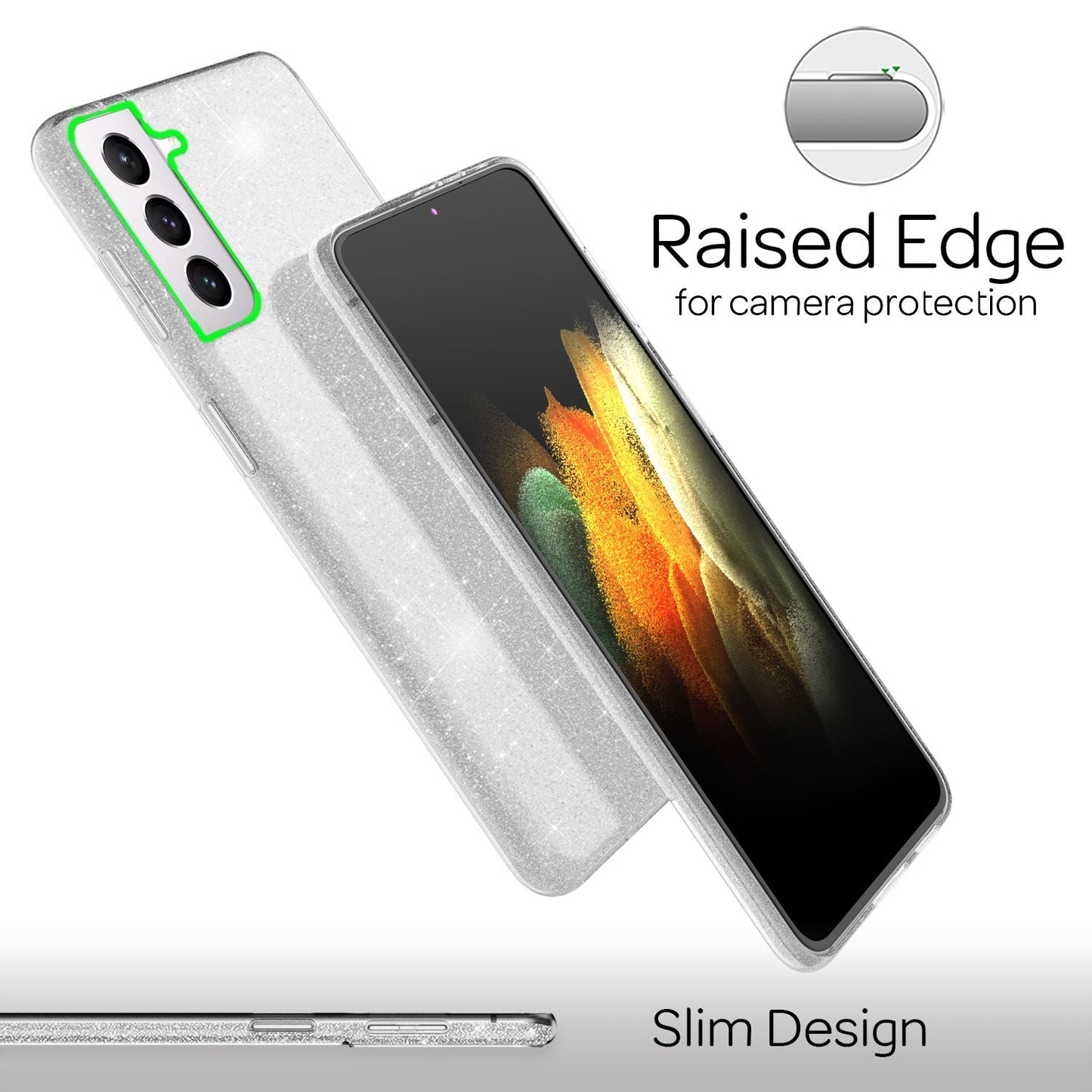 Husă NALIA cu sclipici pentru Galaxy S21 - Strălucire diamantată, compatibilă cu Galaxy S21, material: TPU, subțire