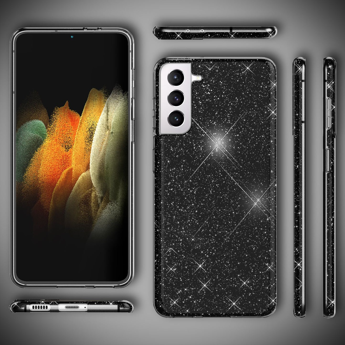 Husă NALIA cu sclipici pentru Galaxy S21 - Strălucire diamantată, compatibilă cu Galaxy S21, material: TPU, subțire