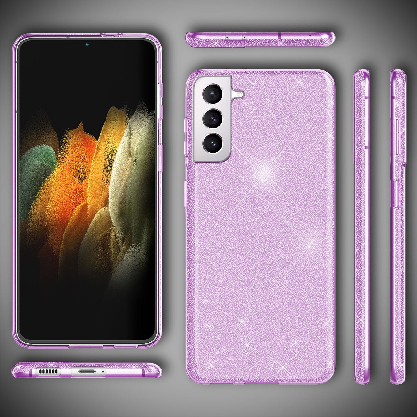 Husă NALIA cu sclipici pentru Galaxy S21 - Strălucire diamantată, compatibilă cu Galaxy S21, material: TPU, subțire