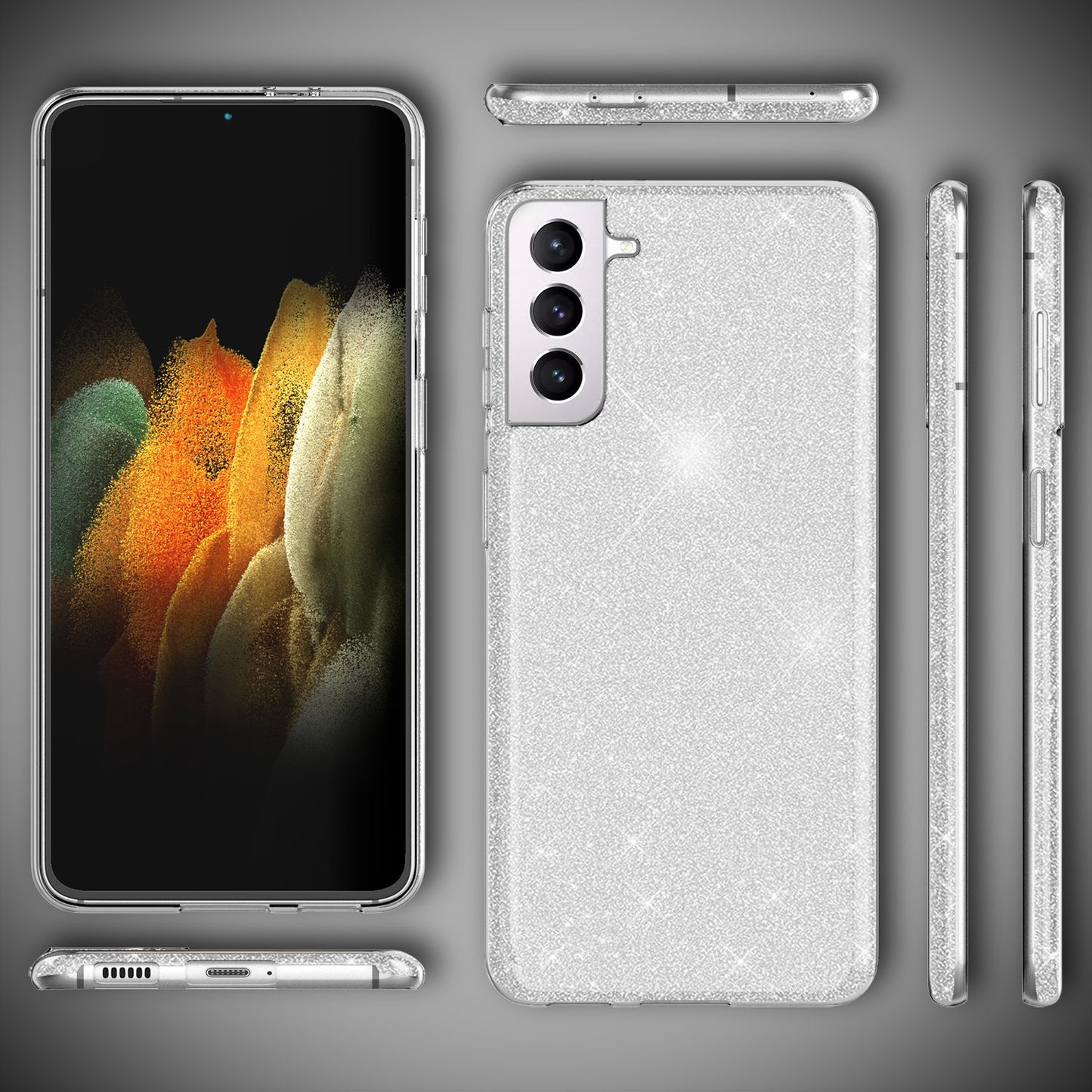 Husă NALIA cu sclipici pentru Galaxy S21 - Strălucire diamantată, compatibilă cu Galaxy S21, material: TPU, subțire