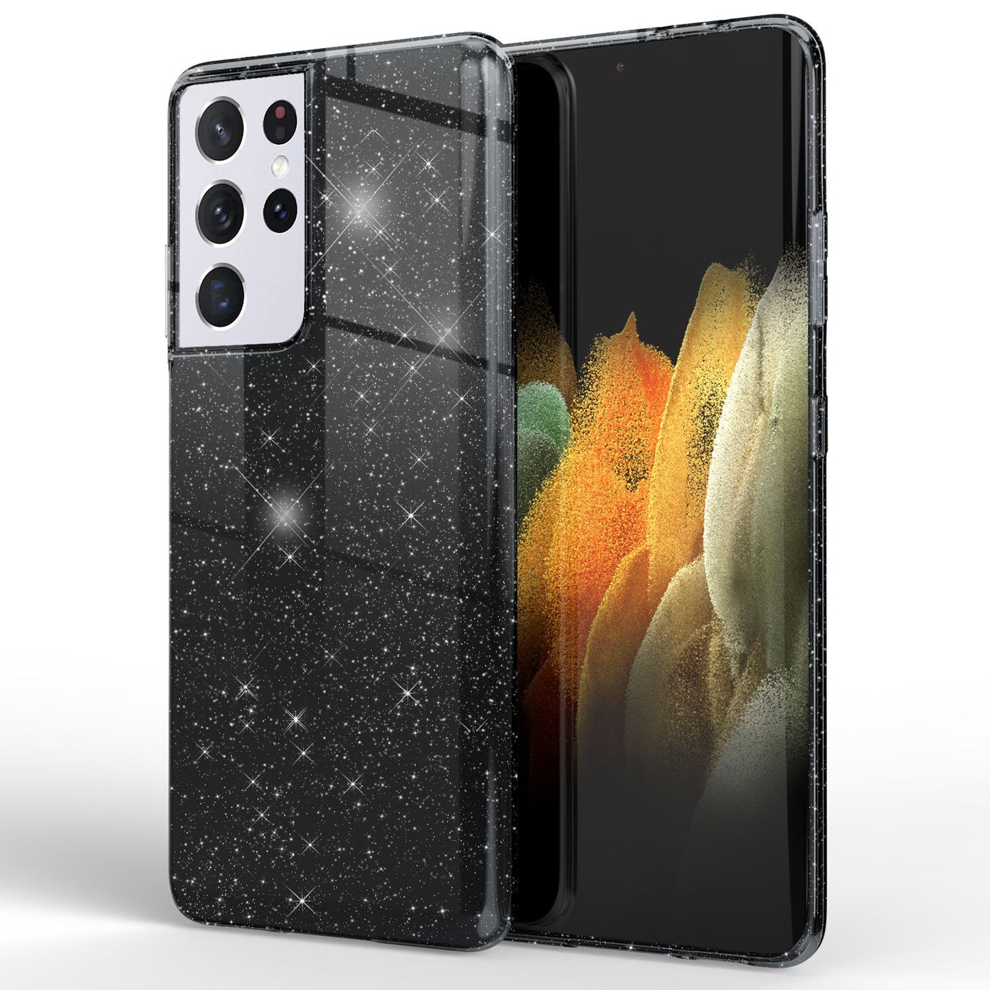 NALIA Glitzer Handy Hülle für Samsung Galaxy S21 Ultra, Diamant Cover Bling Case