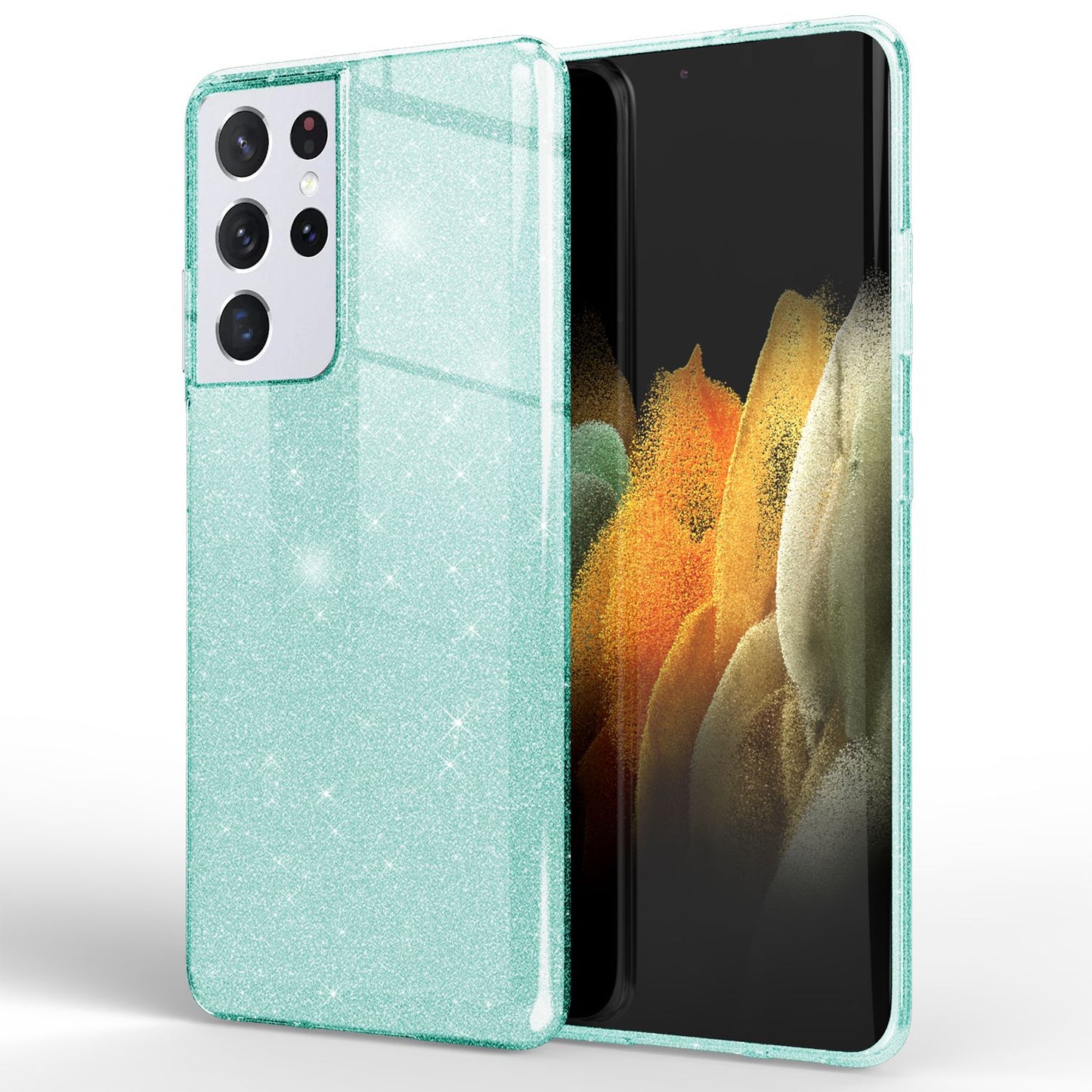 NALIA Glitzer Handy Hülle für Samsung Galaxy S21 Ultra, Diamant Cover Bling Case