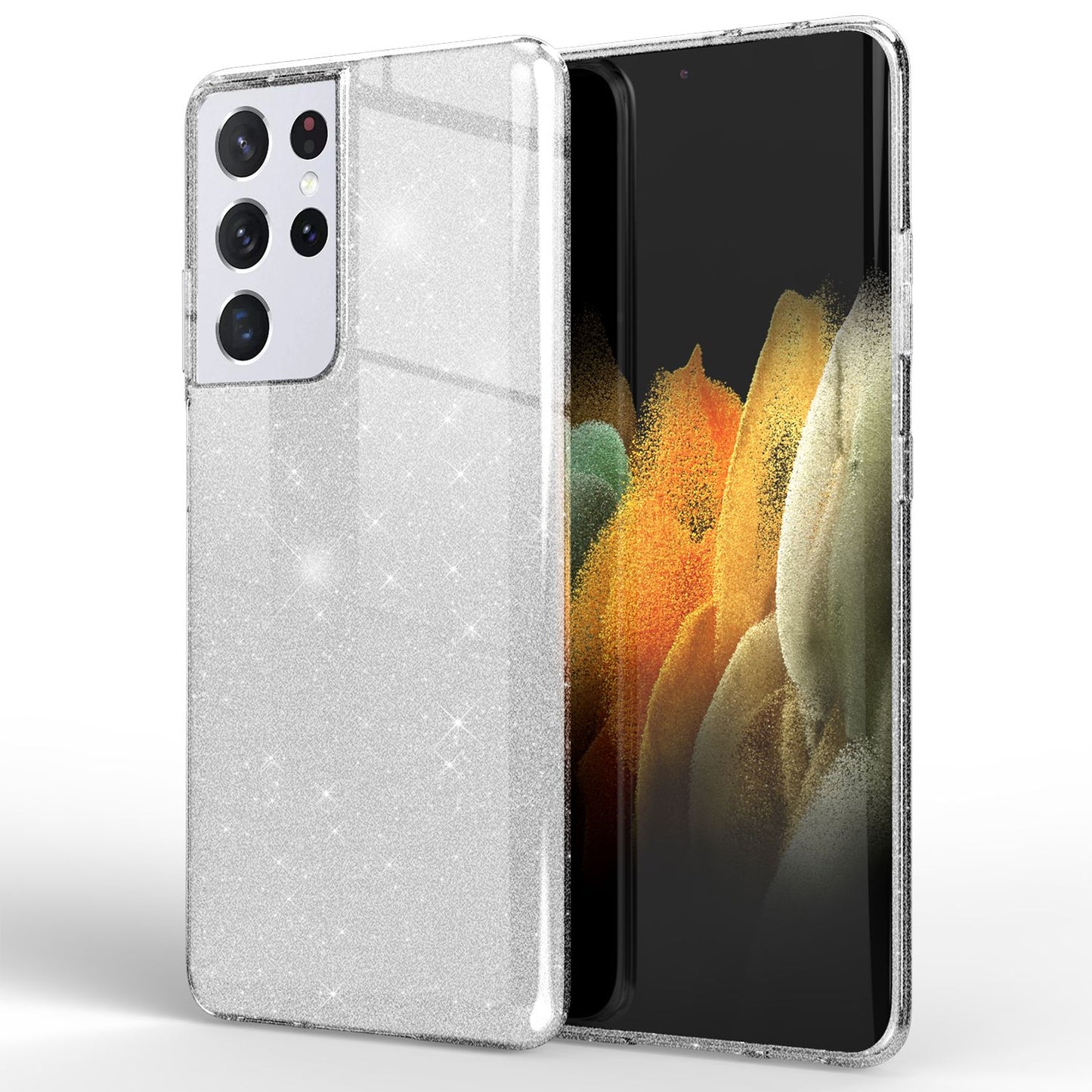 NALIA Glitzer Handy Hülle für Samsung Galaxy S21 Ultra, Diamant Cover Bling Case