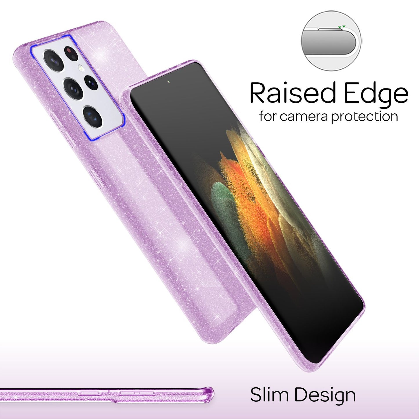 NALIA Glitzer Handy Hülle für Samsung Galaxy S21 Ultra, Diamant Cover Bling Case