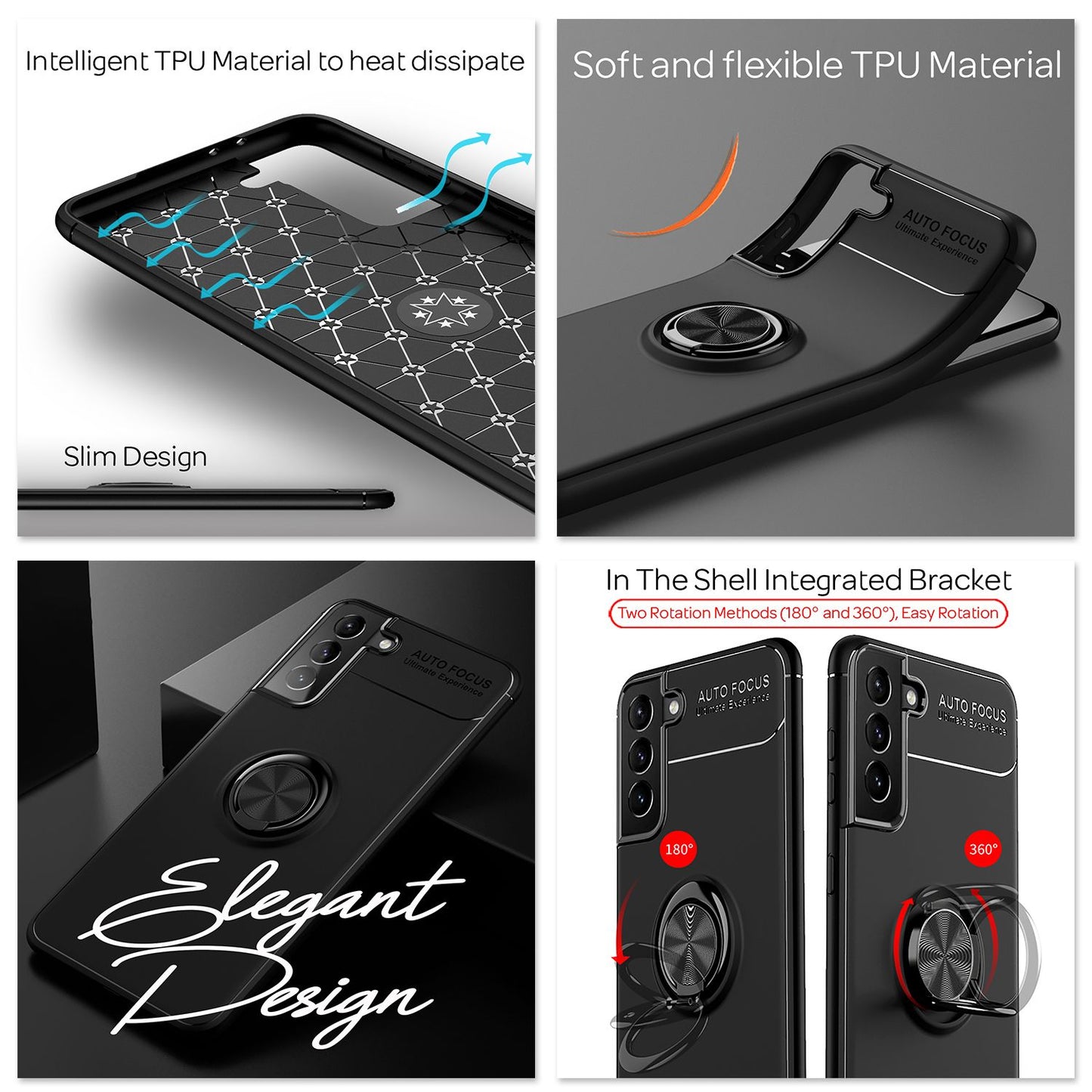 NALIA Ring Handy Hülle für Samsung Galaxy S21, Schutz Case Tasche Etui Bumper