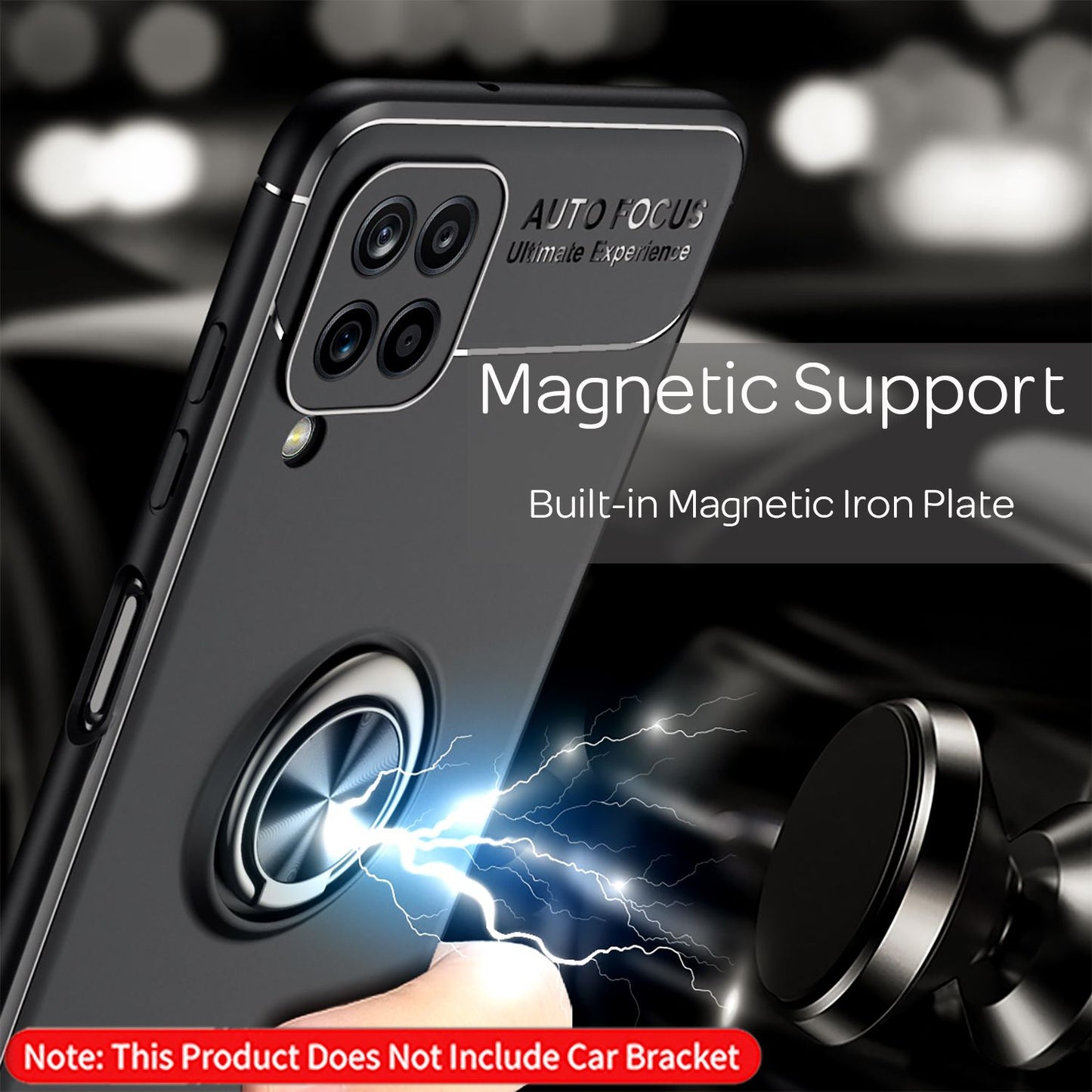 NALIA Ring Handy Hülle für Samsung Galaxy A12, Schutz Case Tasche Etui Bumper