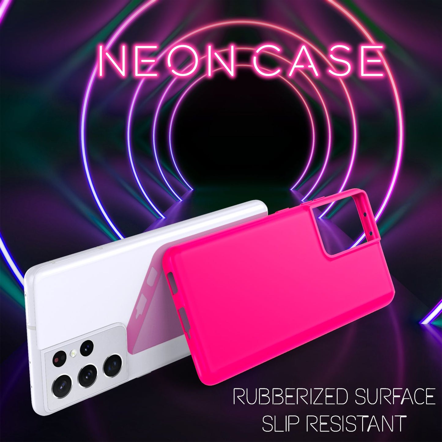 NALIA Neon Handy Hülle für Samsung Galaxy S21 Ultra, Silikon Case Cover Bumper