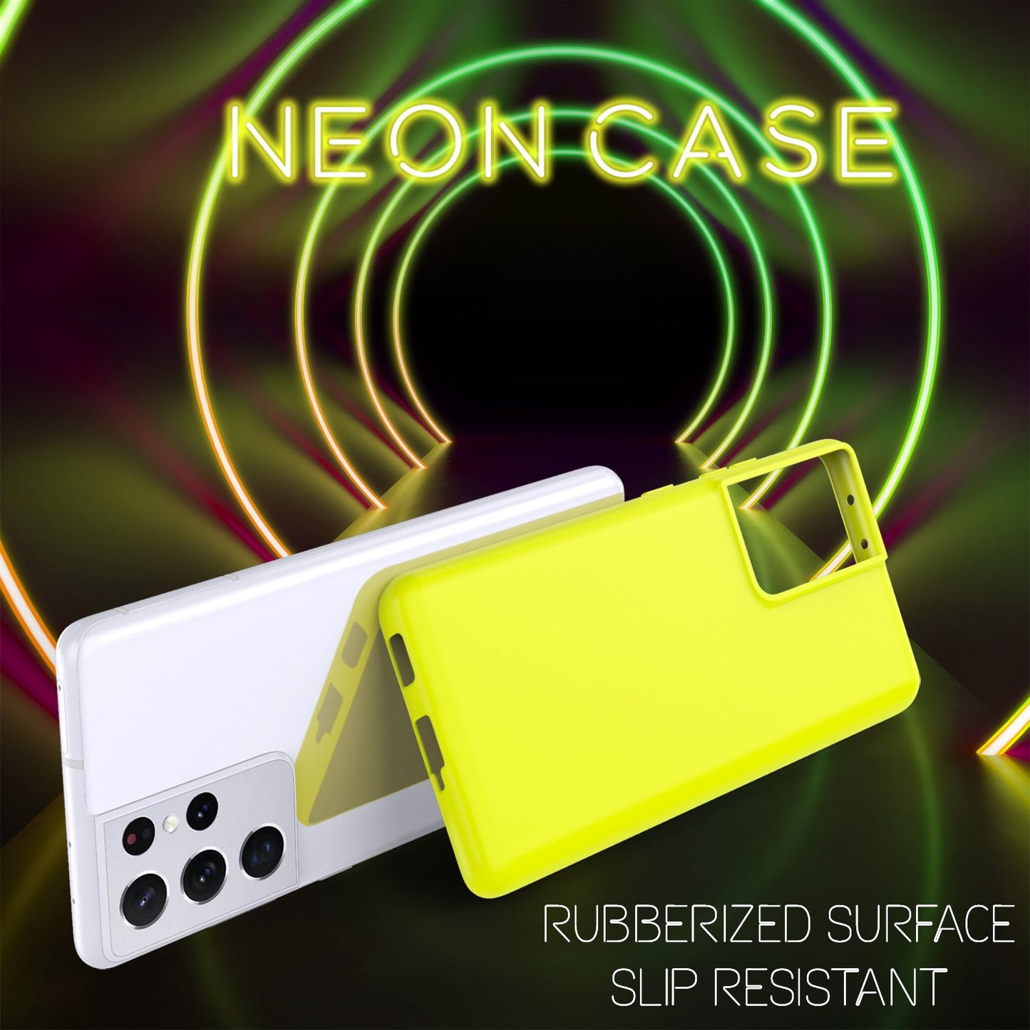 NALIA Neon Handy Hülle für Samsung Galaxy S21 Ultra, Silikon Case Cover Bumper