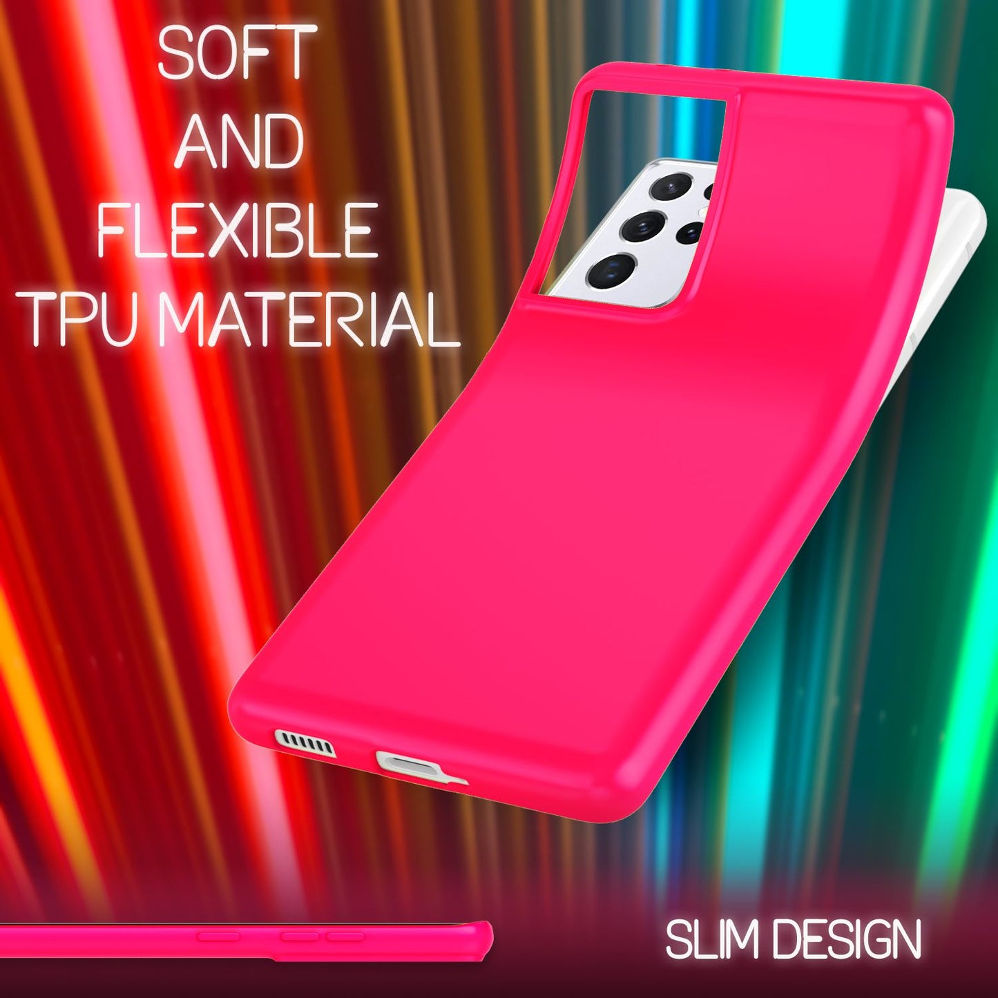 NALIA Neon Handy Hülle für Samsung Galaxy S21 Ultra, Silikon Case Cover Bumper