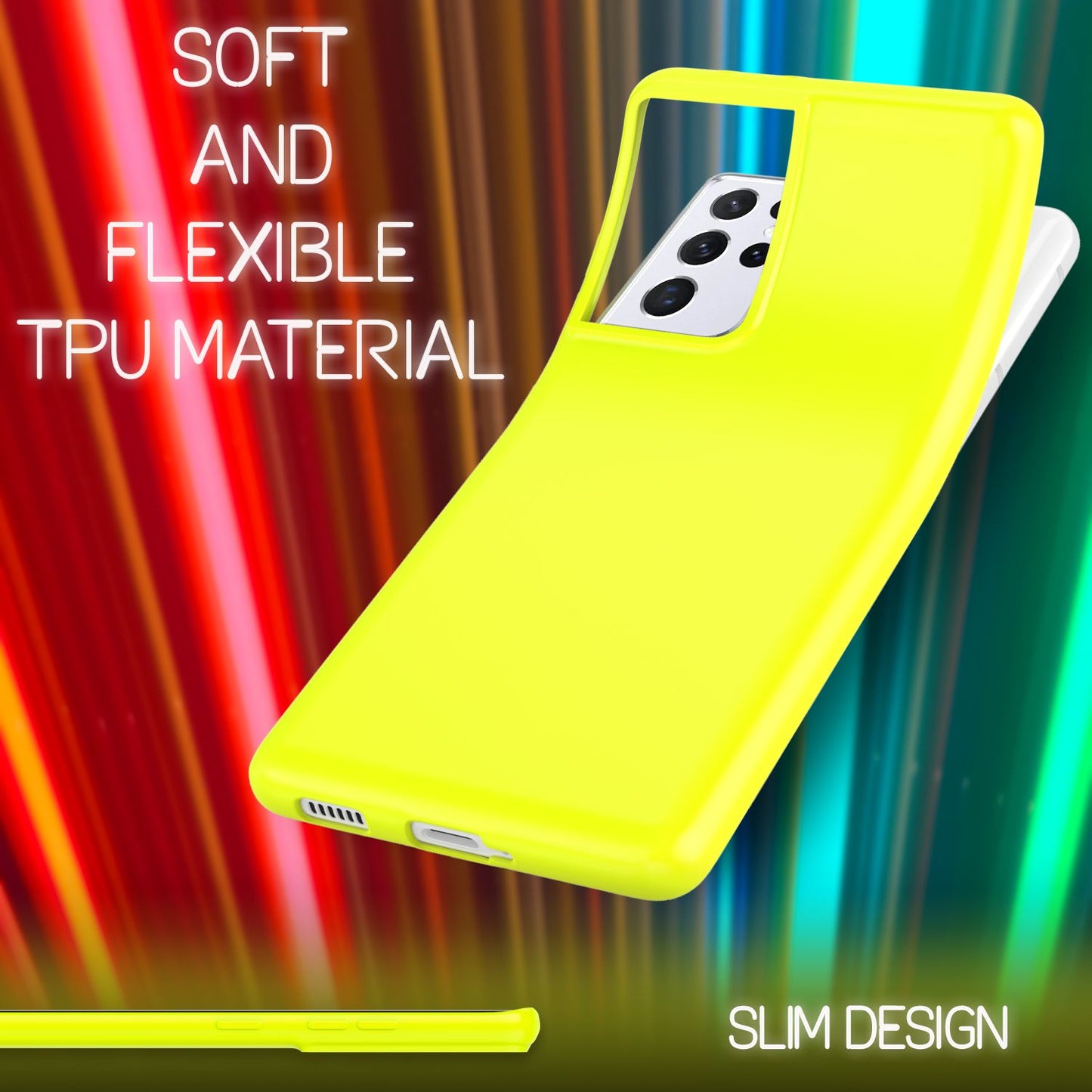 NALIA Neon Handy Hülle für Samsung Galaxy S21 Ultra, Silikon Case Cover Bumper