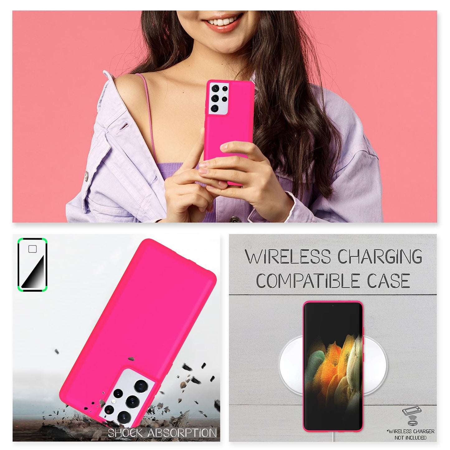 NALIA Neon Handy Hülle für Samsung Galaxy S21 Ultra, Silikon Case Cover Bumper