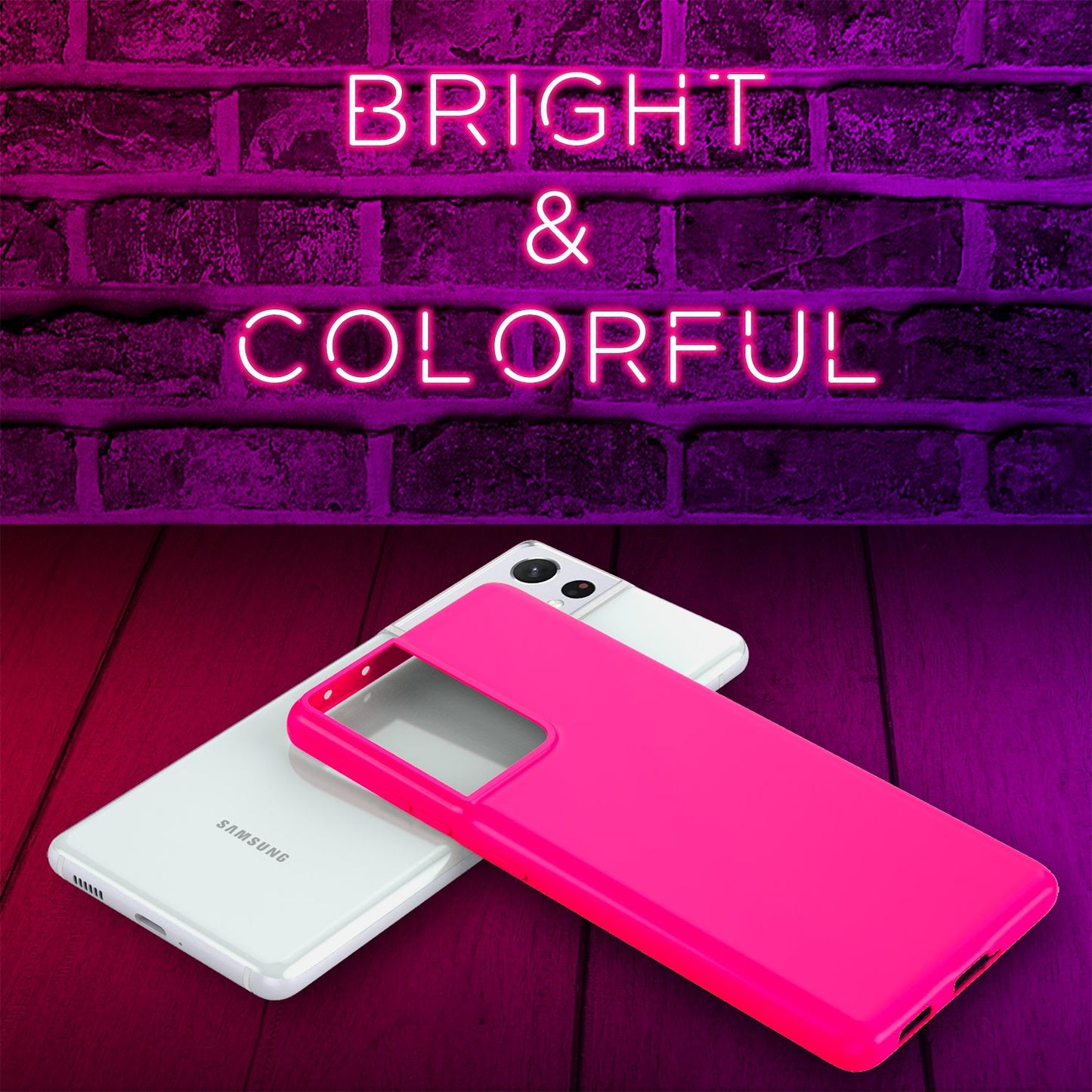 NALIA Neon Handy Hülle für Samsung Galaxy S21 Ultra, Silikon Case Cover Bumper