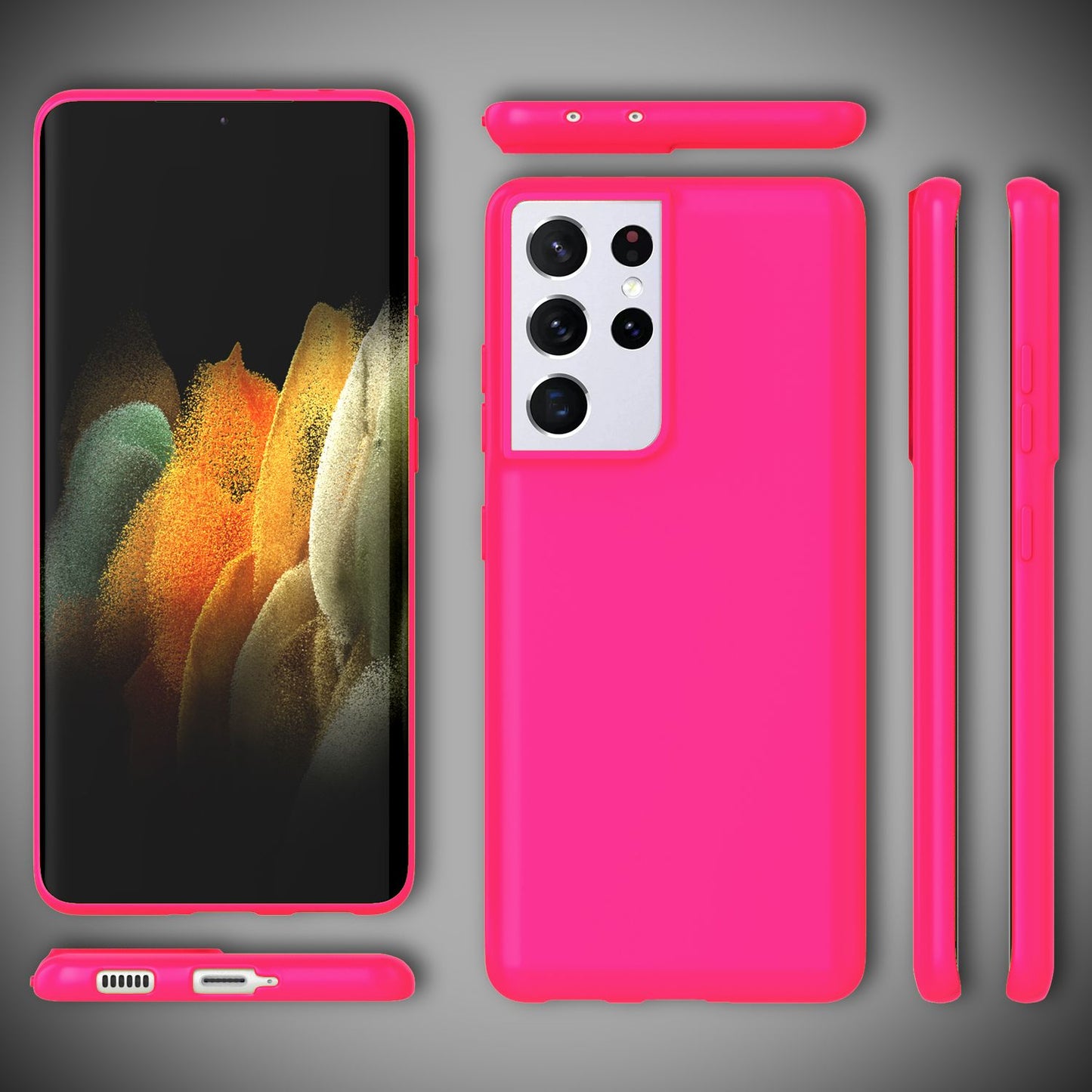 NALIA Neon Handy Hülle für Samsung Galaxy S21 Ultra, Silikon Case Cover Bumper