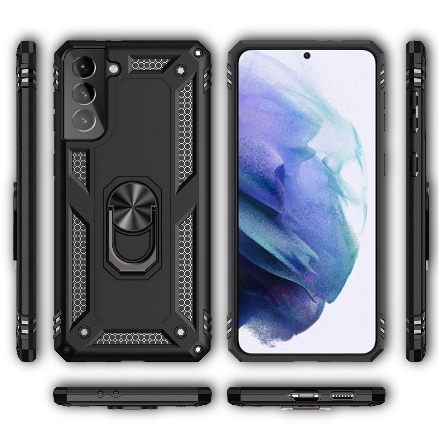 NALIA Ring Hülle für Samsung Galaxy S21, Handy Schutz Tasche Cover Case Bumper