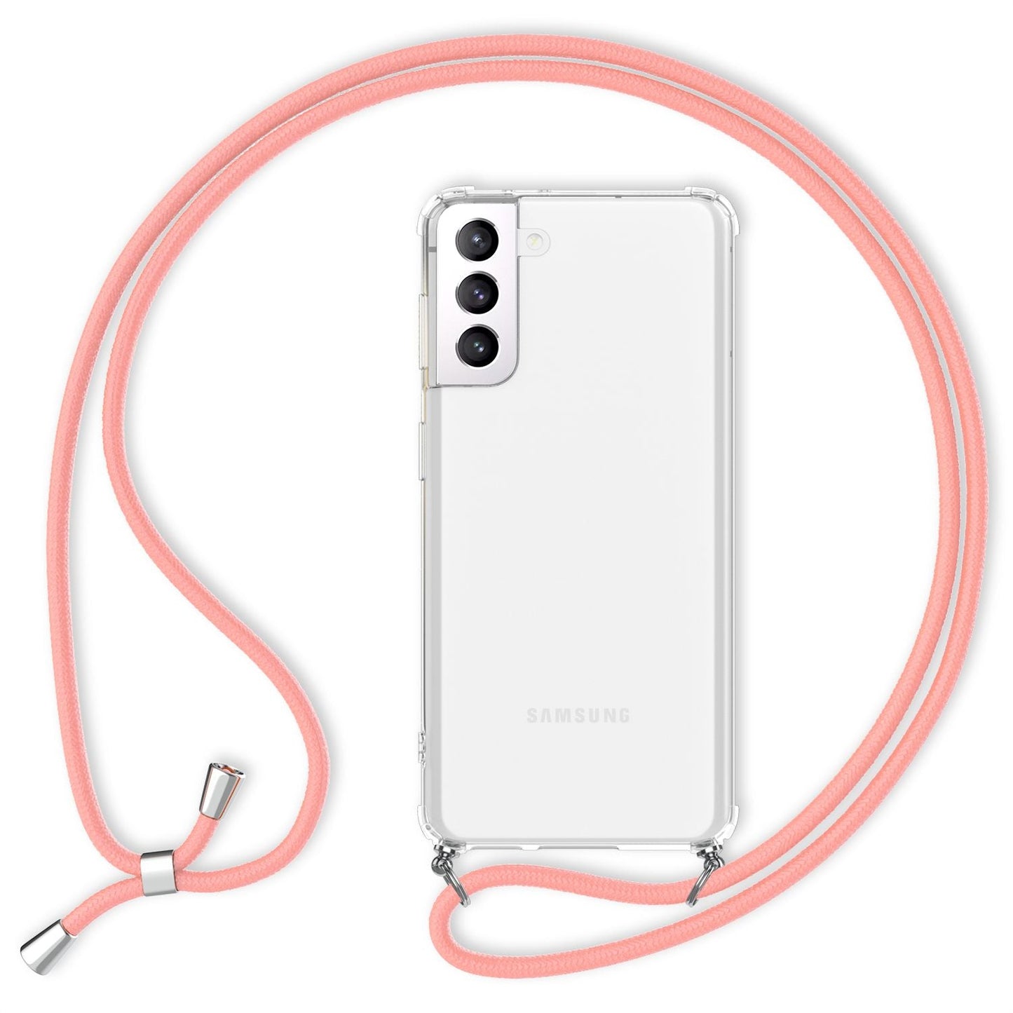 Etui na telefon NALIA Berlin Clear z łańcuszkiem – kompatybilne z Galaxy S21, długość przewodu 60 cm, waga 25 g