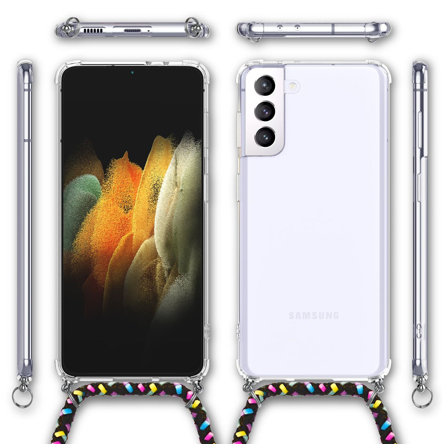 Husă de telefon transparentă NALIA cu lanț pentru Galaxy S21 Plus - lanț de 60 cm, potrivire perfectă, ușoară