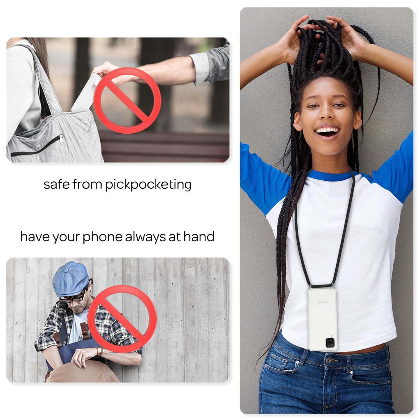 NALIA Galaxy A12 Klar Hülle Mit Kette - Größe 6,5 Zoll, Gewicht 28 g, Transparent