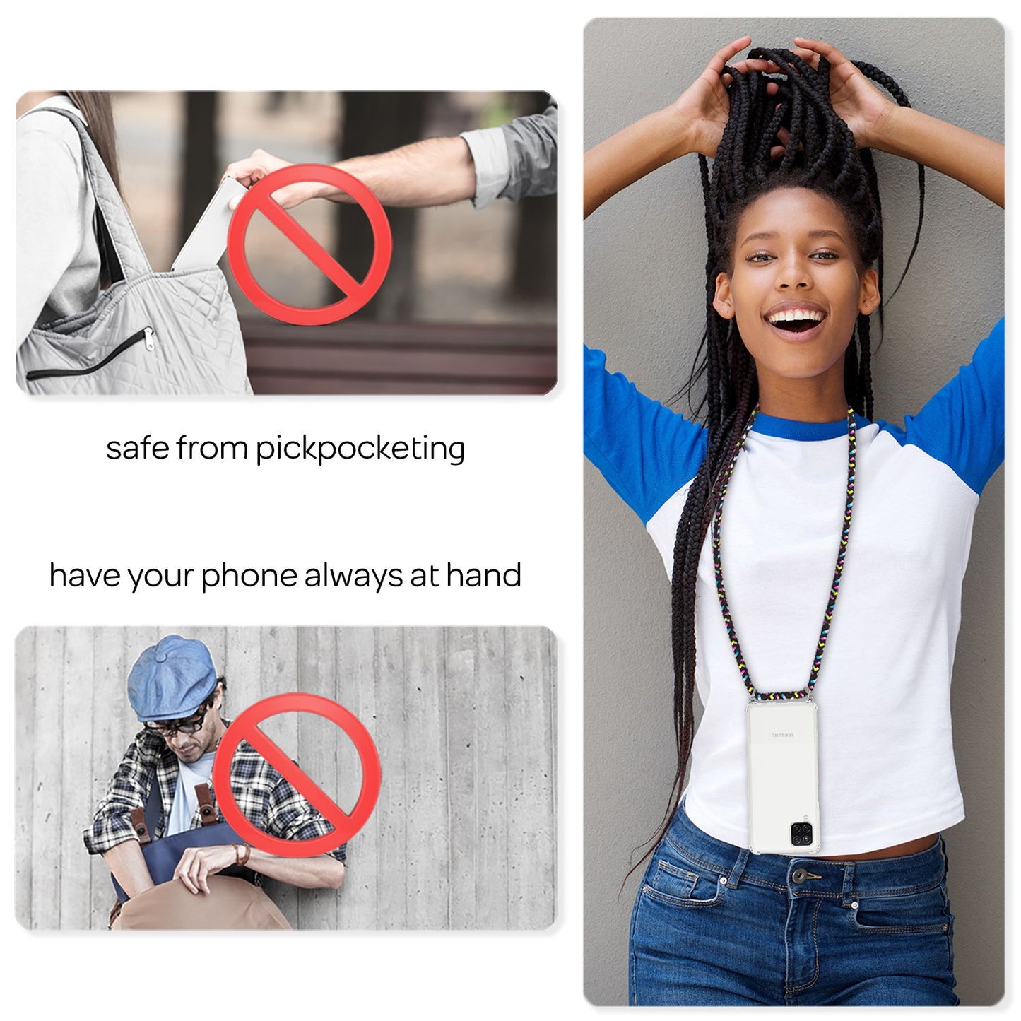 NALIA Galaxy A12 Klar Hülle Mit Kette - Größe 6,5 Zoll, Gewicht 28 g, Transparent