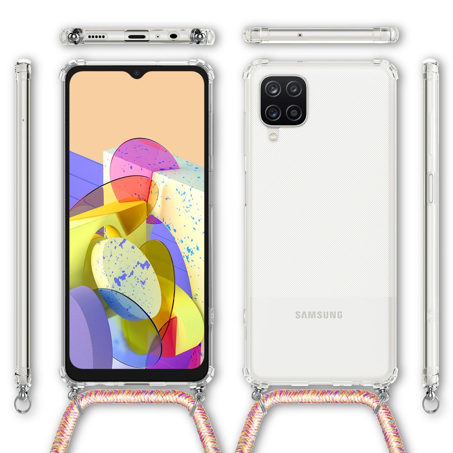 NALIA Galaxy A12 Klar Hülle Mit Kette - Größe 6,5 Zoll, Gewicht 28 g, Transparent