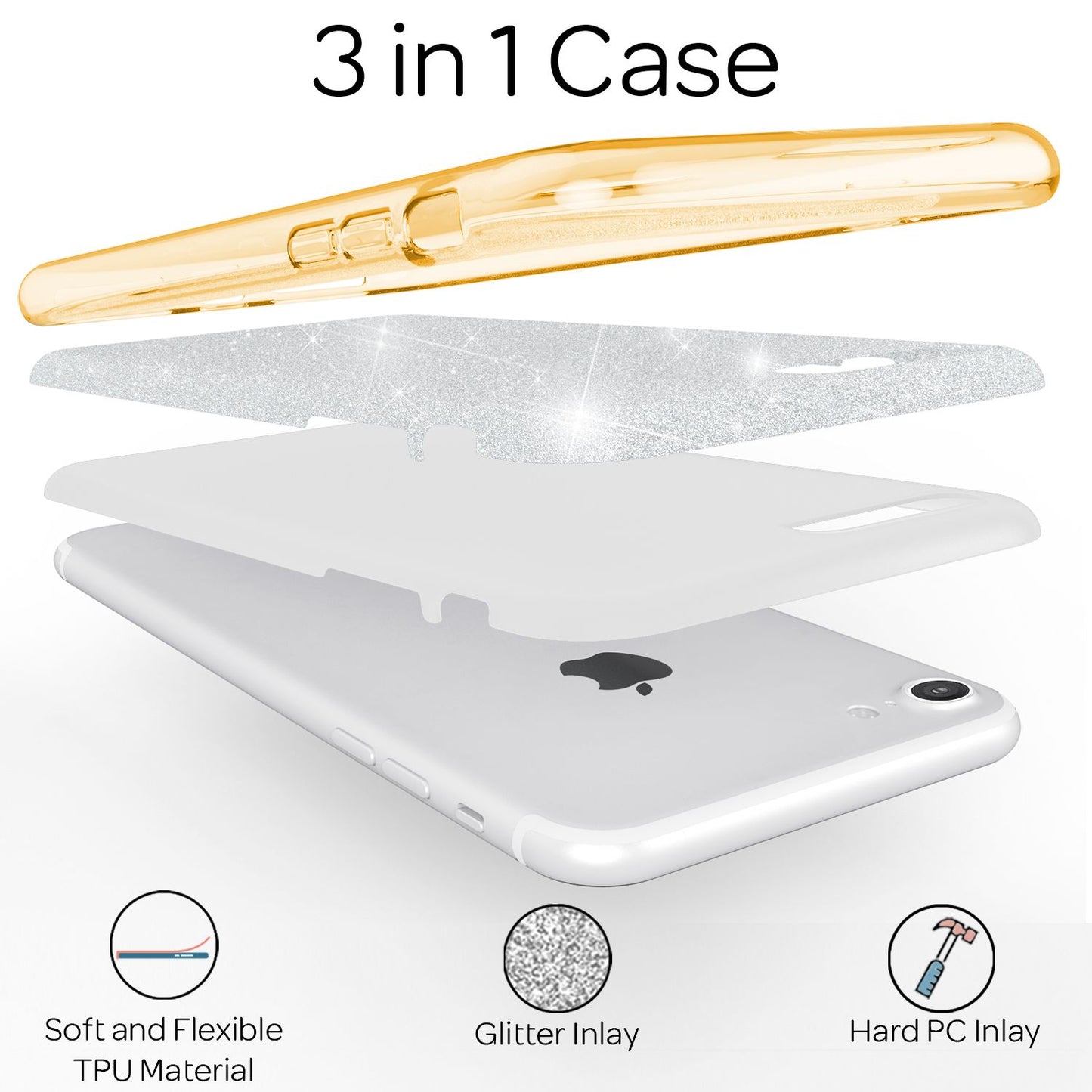 Etui NALIA ShinePop Glitter – kompatybilne z iPhone SE, iPhone 7/8, Diamond Glitter