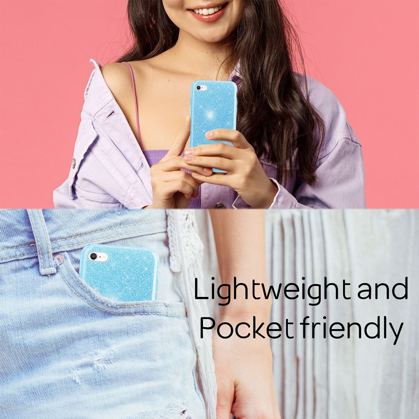 Etui NALIA ShinePop Glitter – kompatybilne z iPhone SE, iPhone 7/8, Diamond Glitter