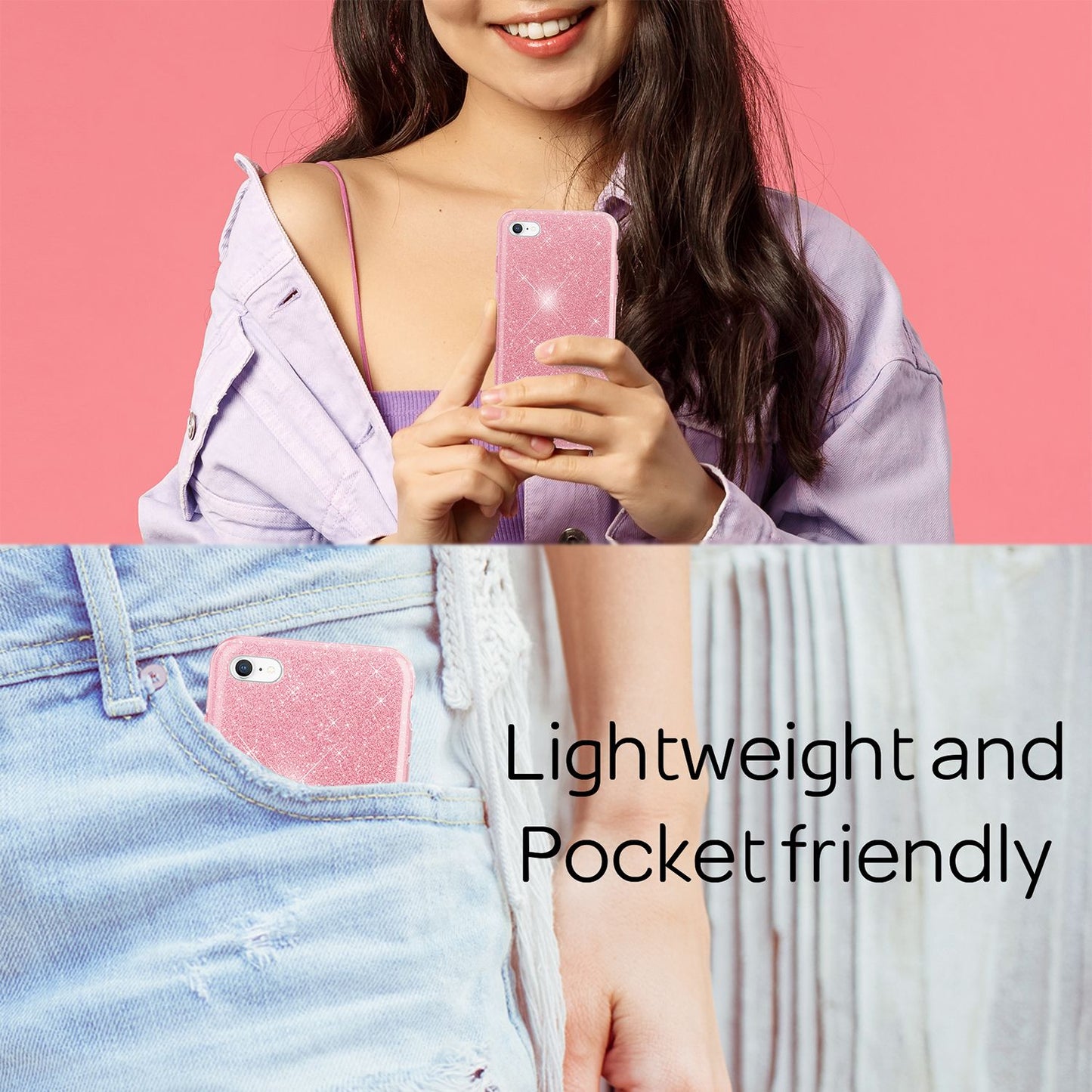 Etui NALIA ShinePop Glitter – kompatybilne z iPhone SE, iPhone 7/8, Diamond Glitter