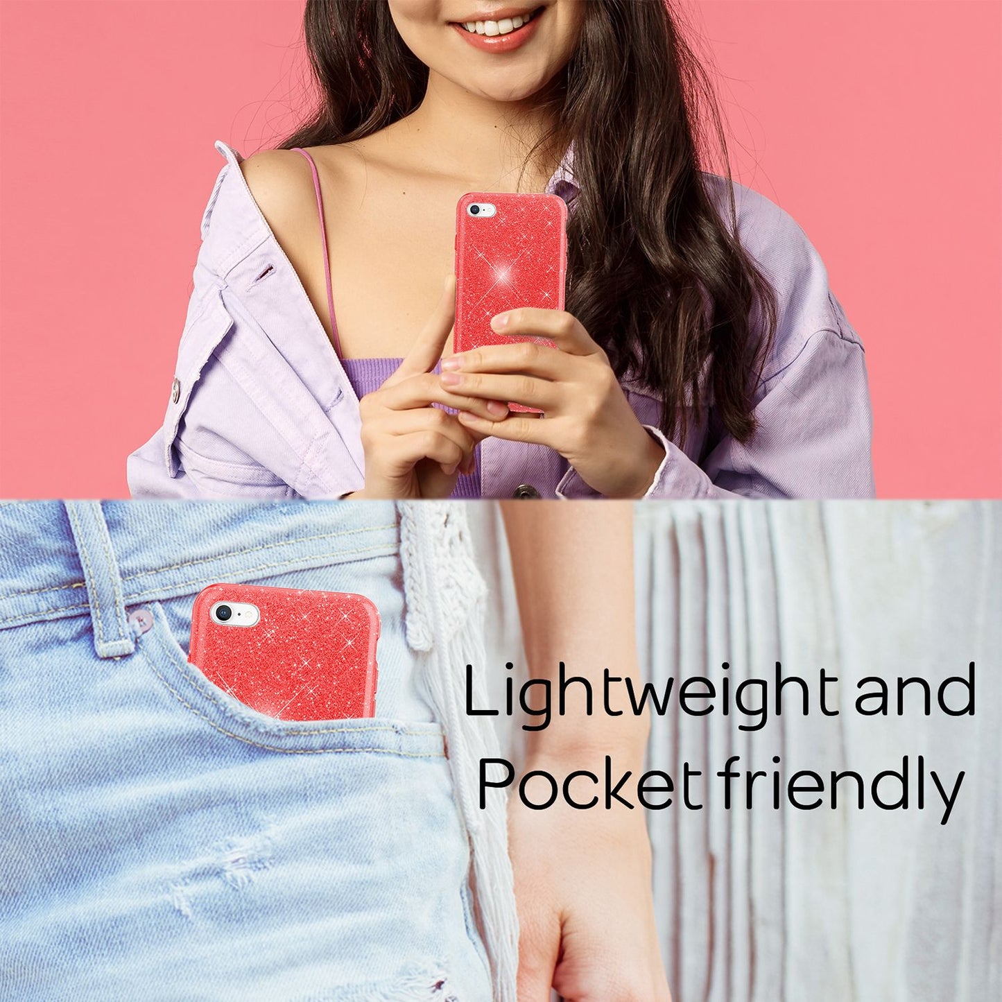 Etui NALIA ShinePop Glitter – kompatybilne z iPhone SE, iPhone 7/8, Diamond Glitter