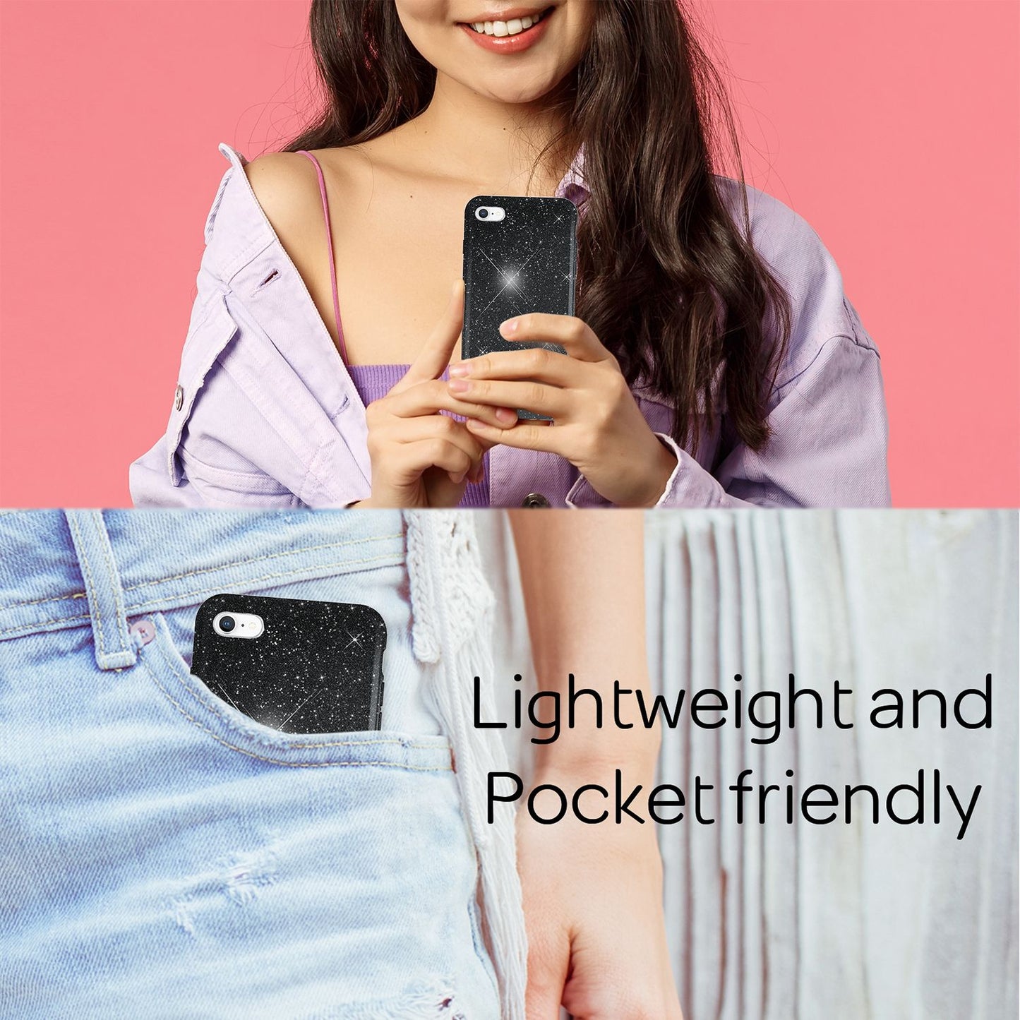 Etui NALIA ShinePop Glitter – kompatybilne z iPhone SE, iPhone 7/8, Diamond Glitter