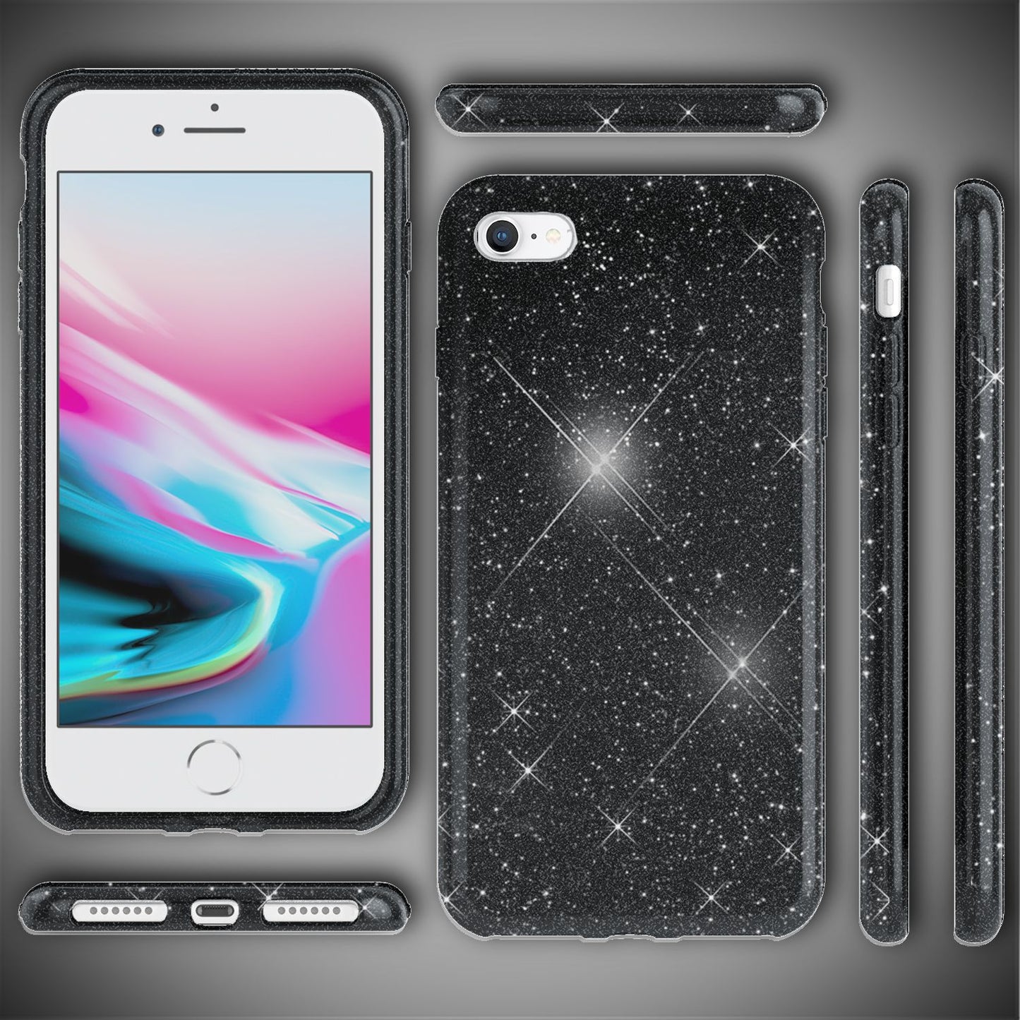 Etui NALIA ShinePop Glitter – kompatybilne z iPhone SE, iPhone 7/8, Diamond Glitter