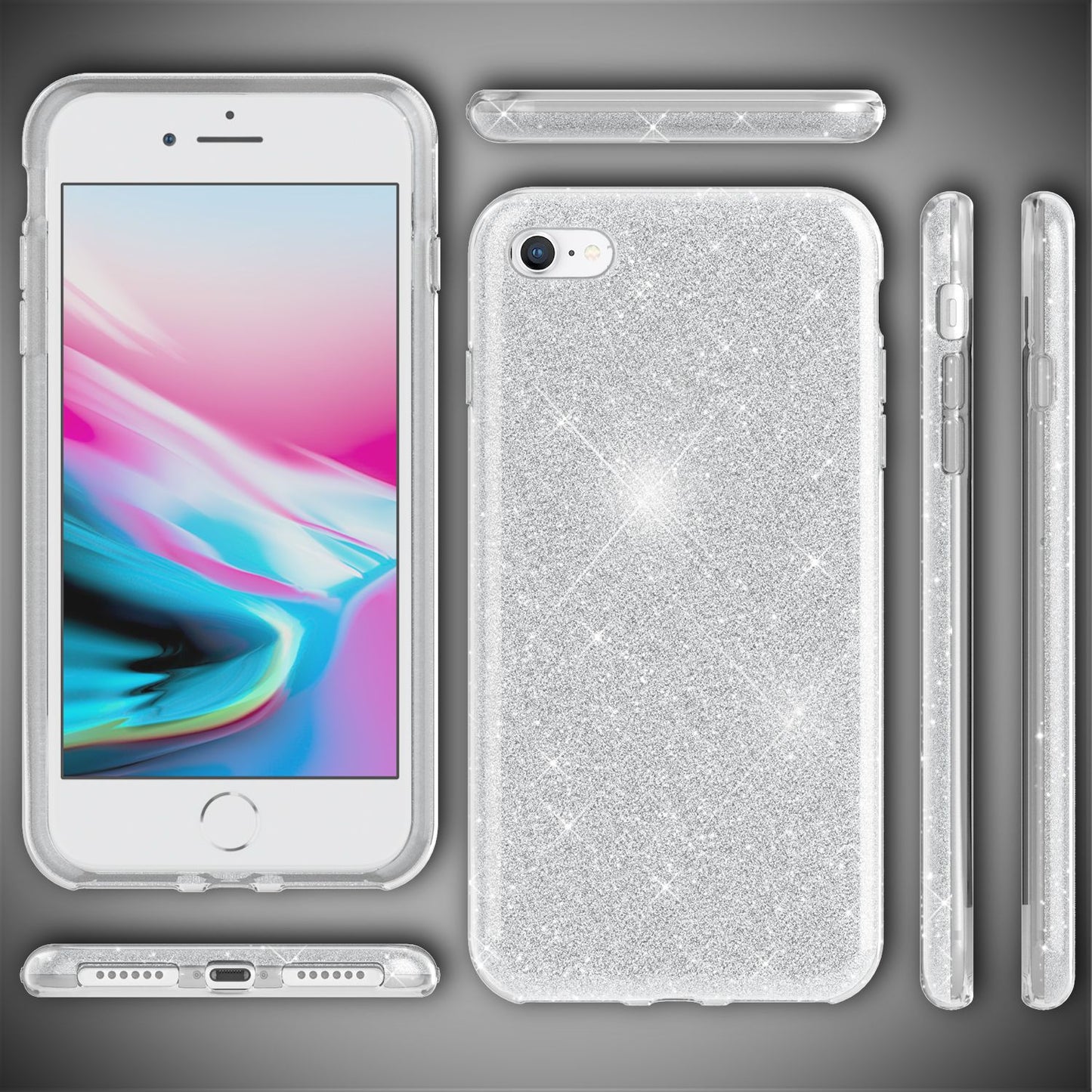 Etui NALIA ShinePop Glitter – kompatybilne z iPhone SE, iPhone 7/8, Diamond Glitter