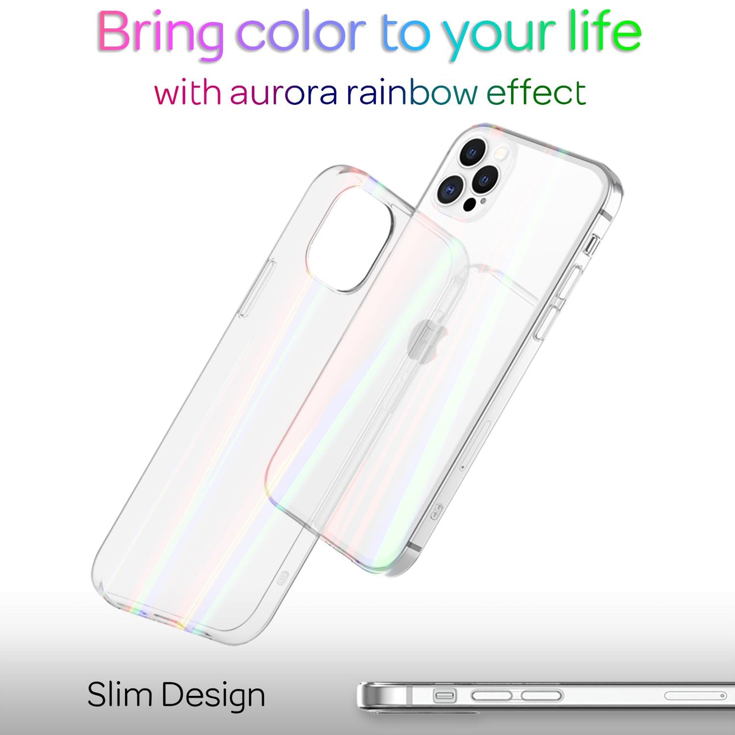 NALIA iPhone 12 Pro Max - Klare Hart Glas Handy Hülle Regenbogen Cover Kratzfest