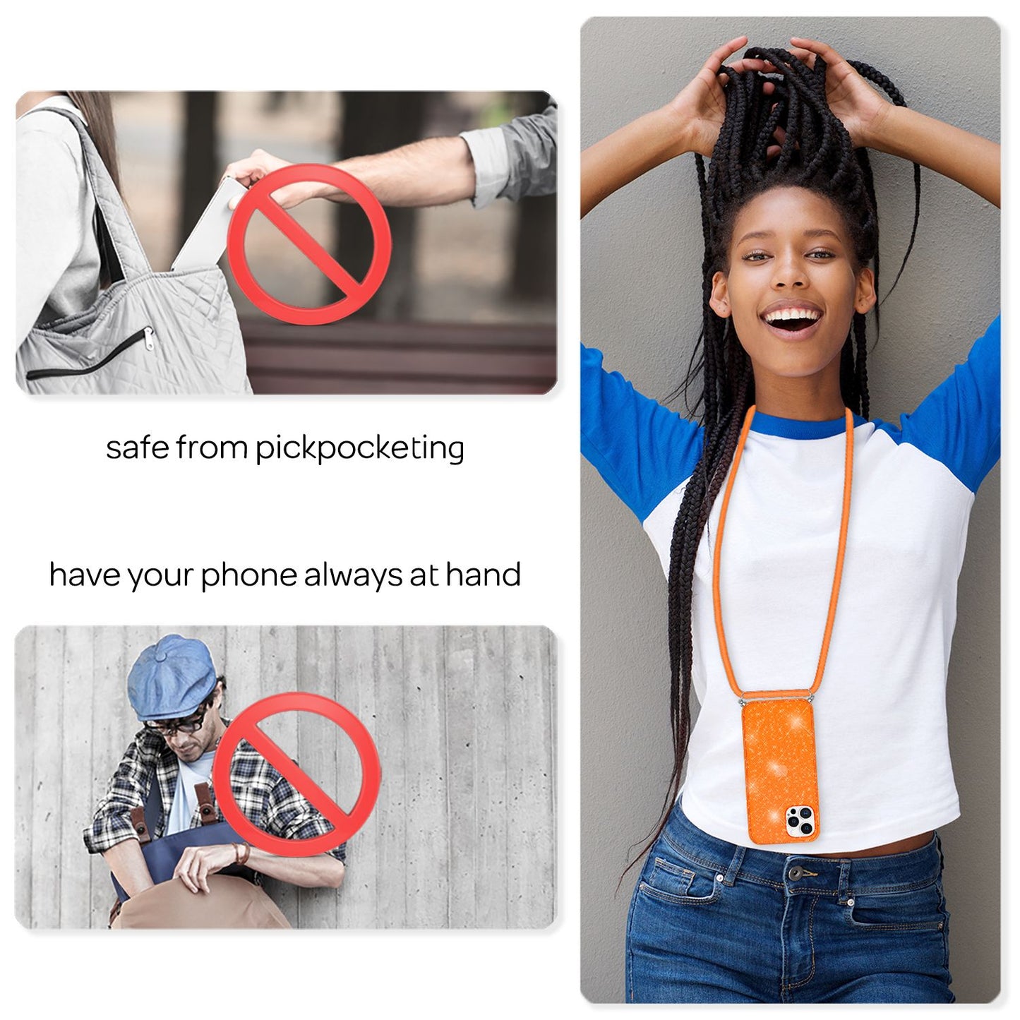 NALIA Glitzer Hülle mit Kette für iPhone 12 Pro Max, Glitter Case Kordel Cover